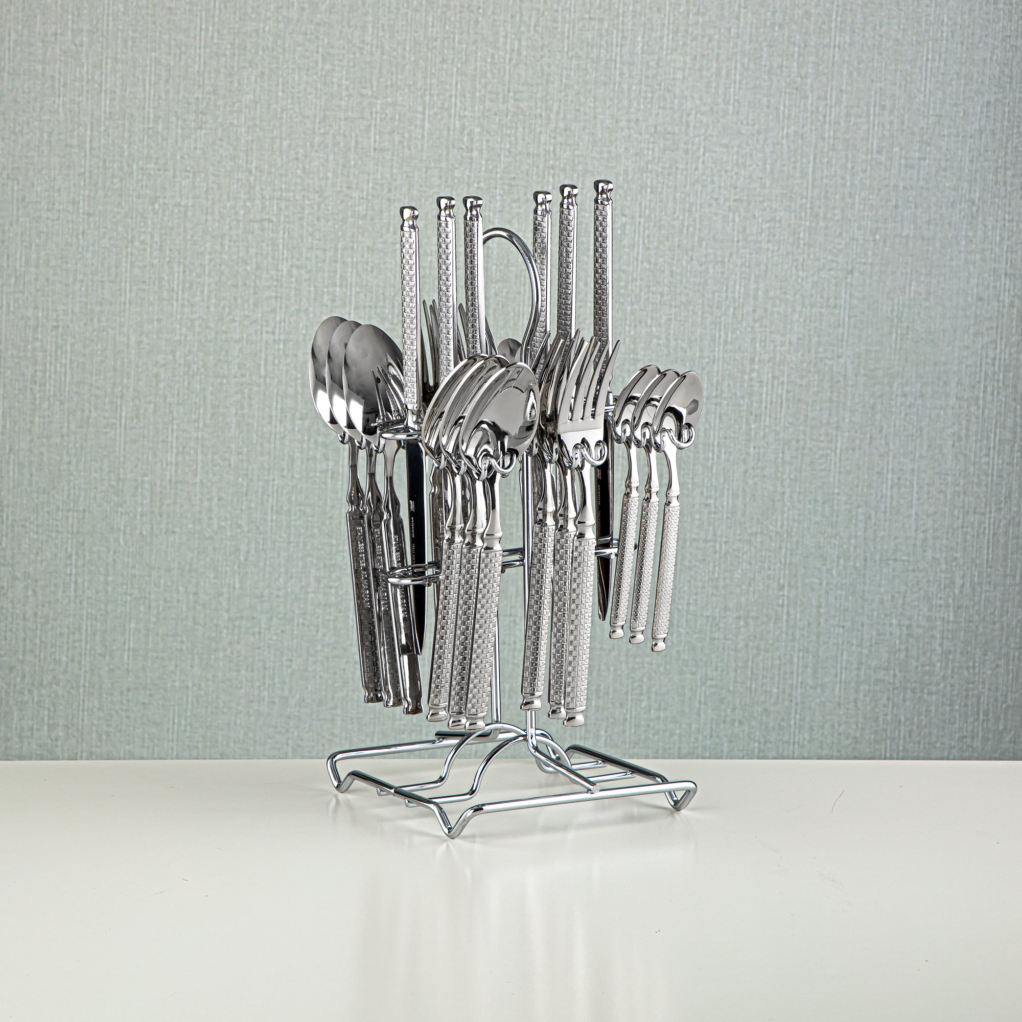 Almarjan Stainless Steel 24 Pieces Cutlery Set Silver - CUT0010260