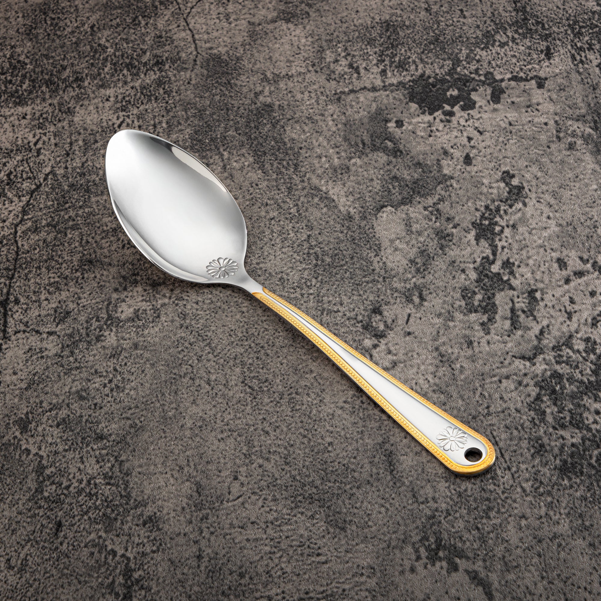 Almarjan Small Pasting Spoon, Stainless Steel, Silver & Gold (CUT0010399) Elegant Flatware