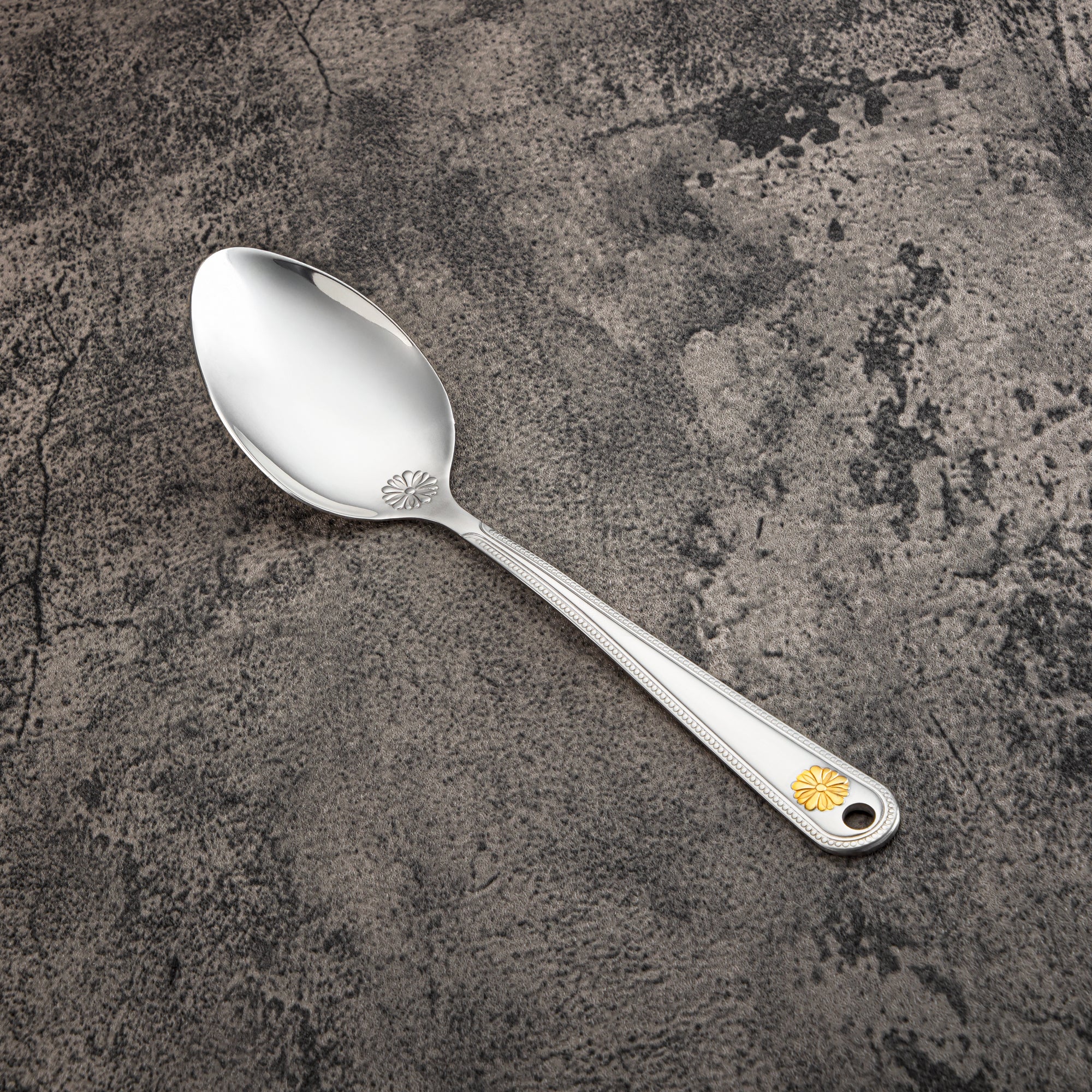 Almarjan Small Pasting Spoon, Stainless Steel, Silver & Gold (CUT0010405) Elegant Flatware