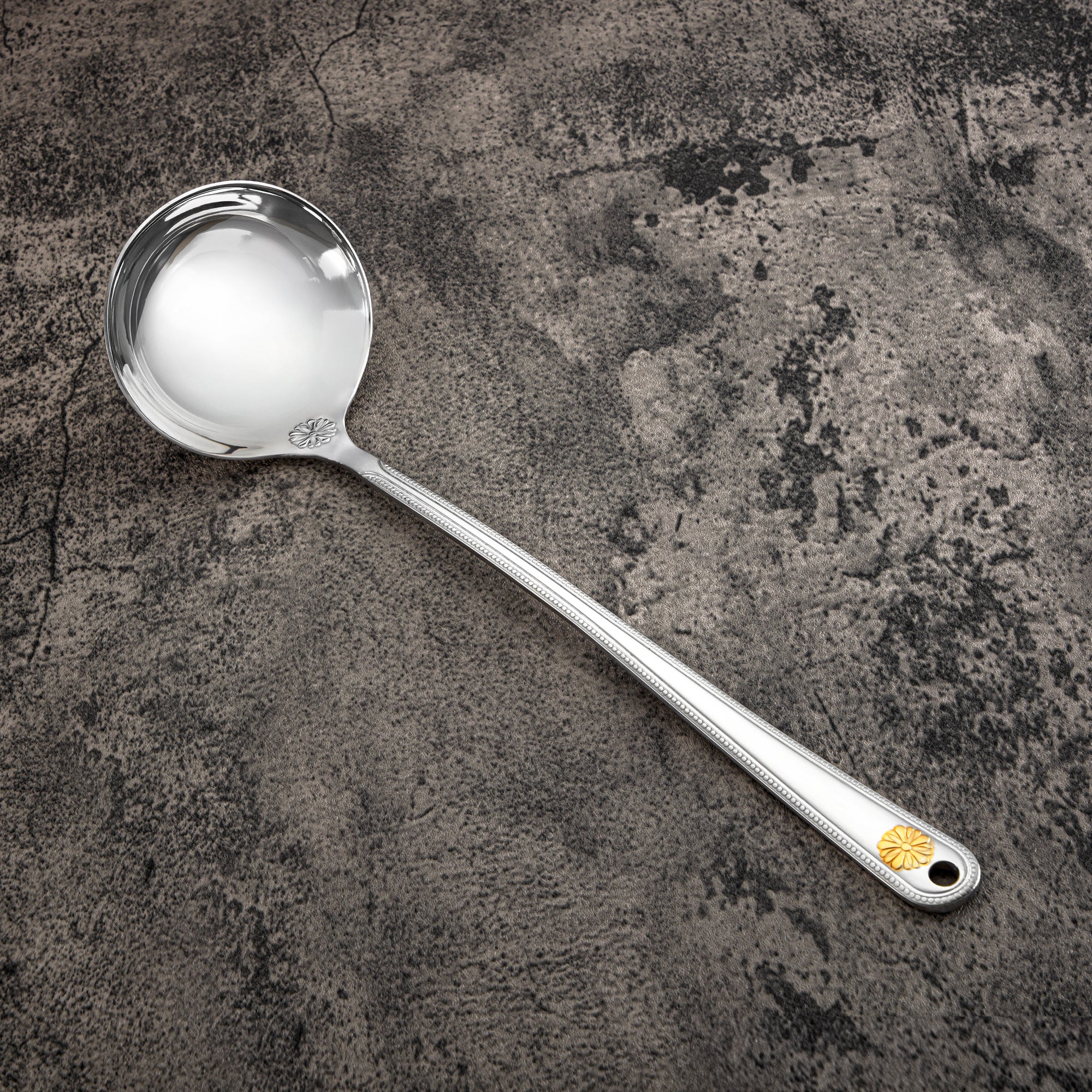 Almarjan Soup Ladle, Stainless Steel, Silver & Gold (CUT0010425) Elegant Flatware