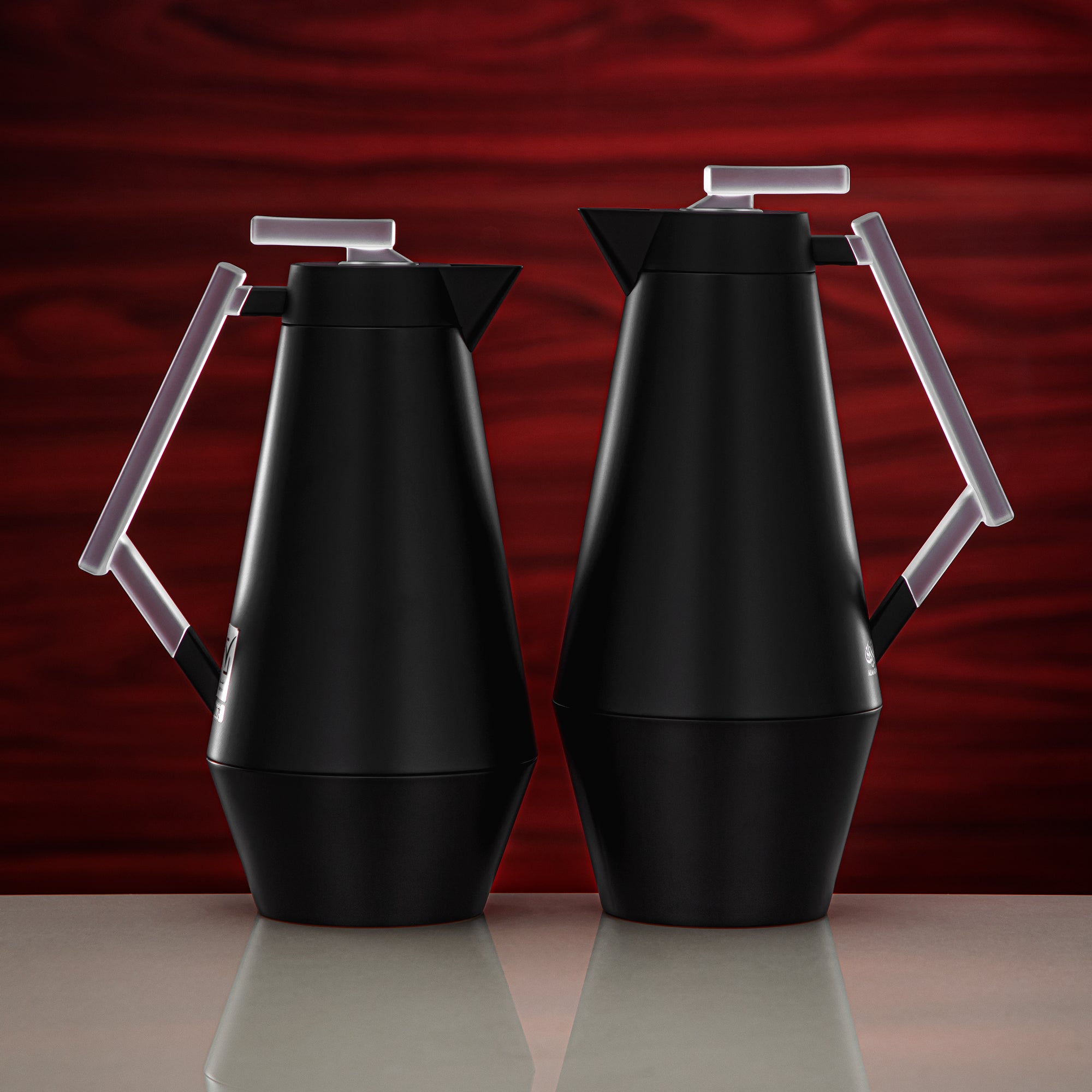 Almarjan Vacuum Flask Set 0.7L & 1L Matt Black & Frost