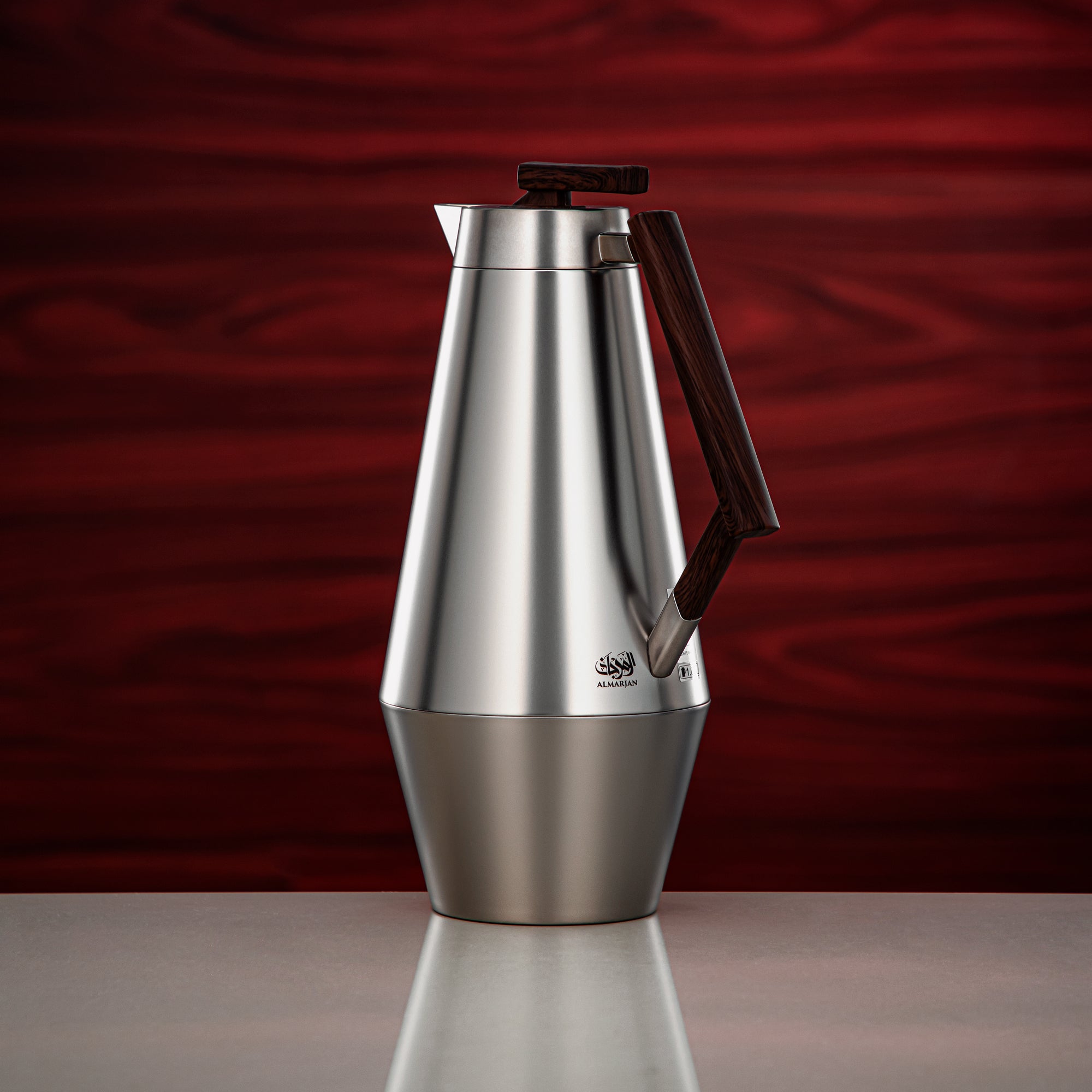 طقم ترامس المرجان 0.7 لتر و1 لتر بلمسة نيكل مطفي وخشب داكن مطفي