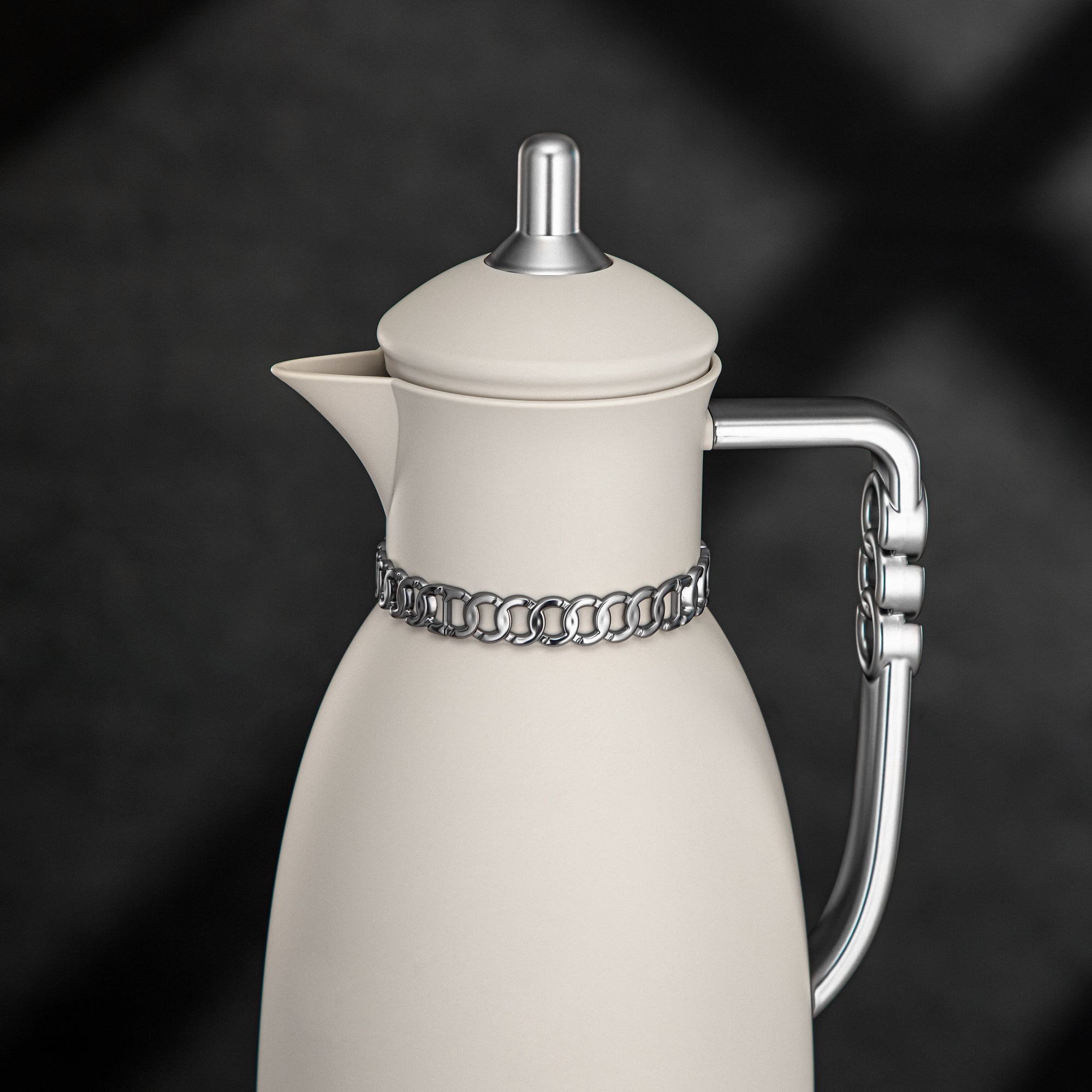 Almarjan Vacuum Flask Set 0.7L & 1L Ivory & Nickel