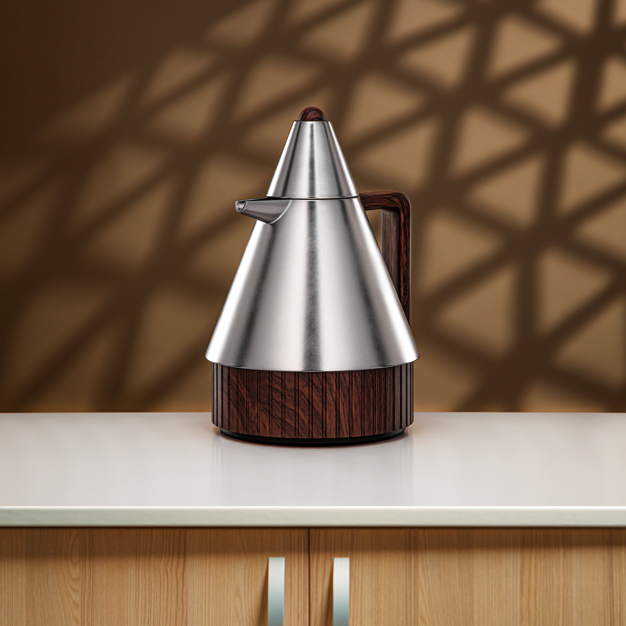 طقم ترامس المرجان 1 لتر + 1 لتر بلمسة نيكل غير لامع وخشب داكن