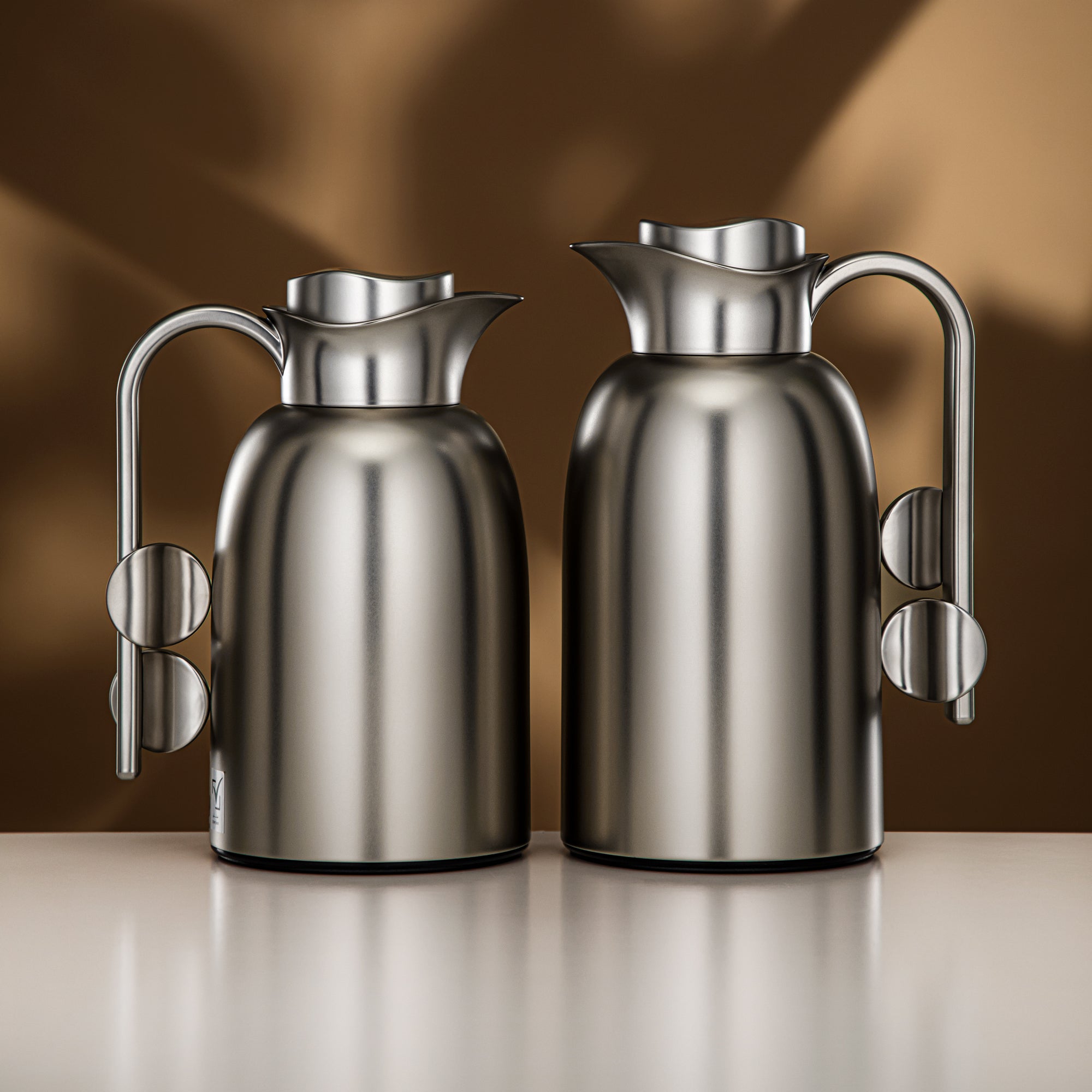 Almarjan Vacuum Flask Set 0.7L + 1L Matt Nickel