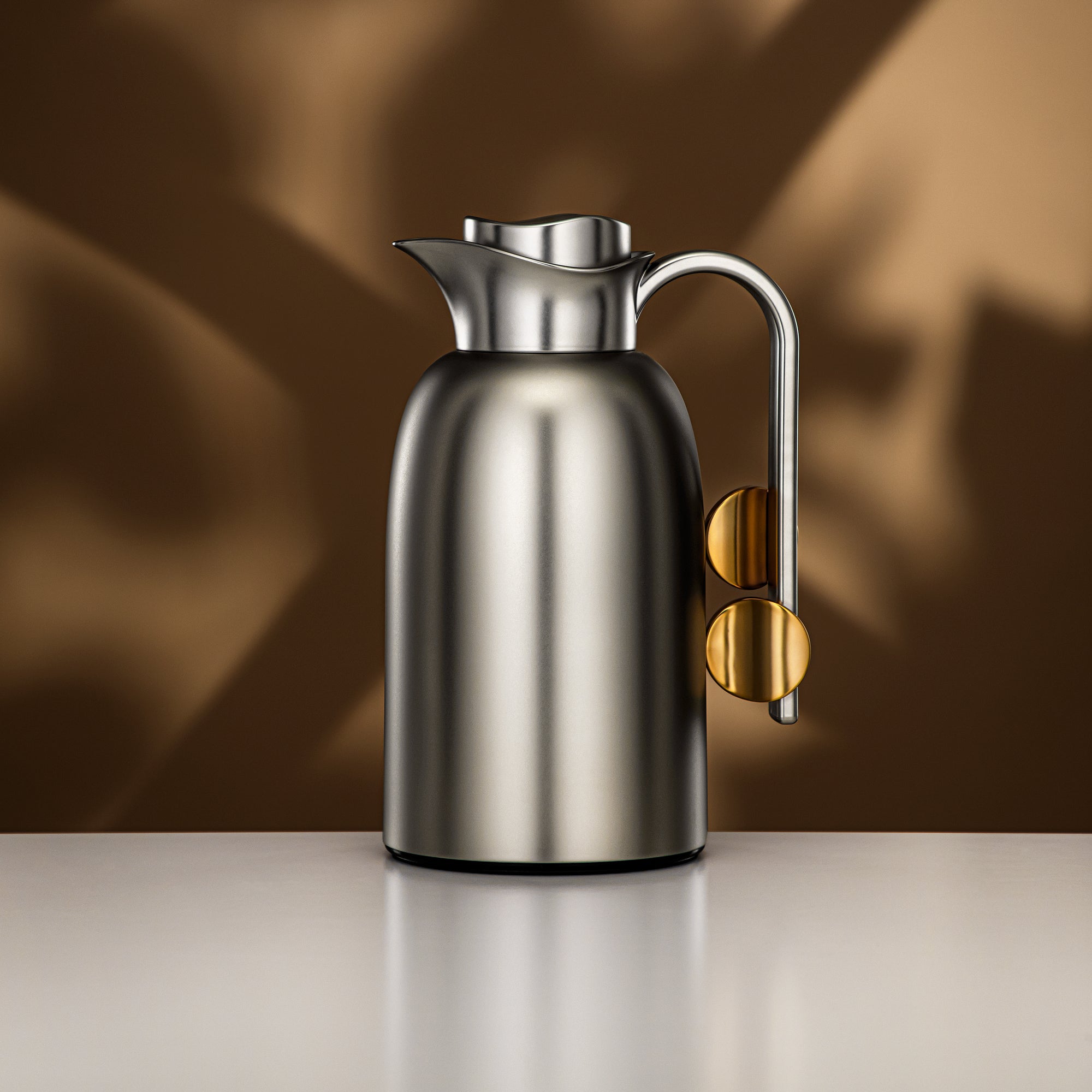 Almarjan Vacuum Flask Set 0.7L + 1L Matt Nickel & Matt Gold