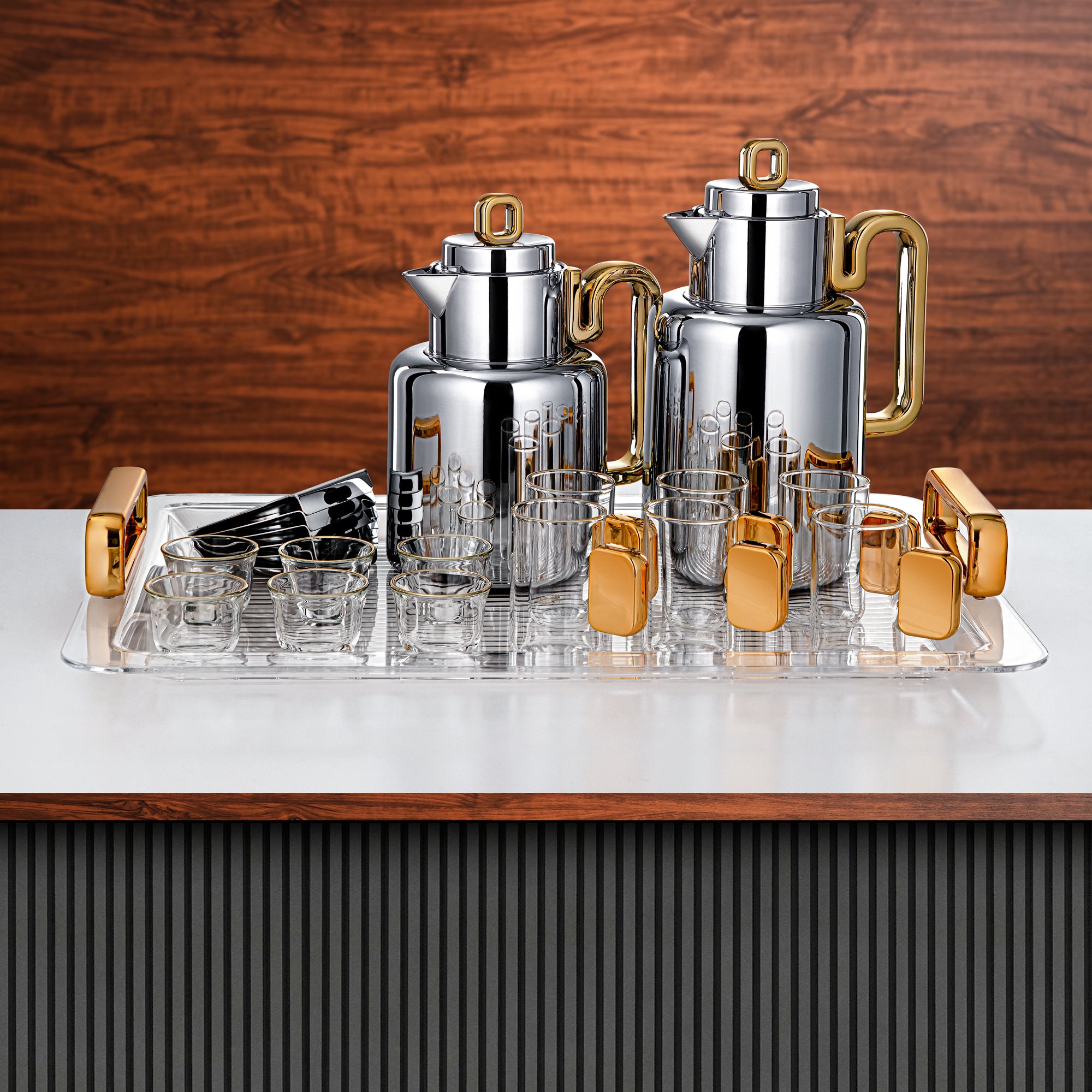 Always Almarjan Vacuum flask Set 0.5 liter & 1 liter silver & gold (FG815-21 C/G)