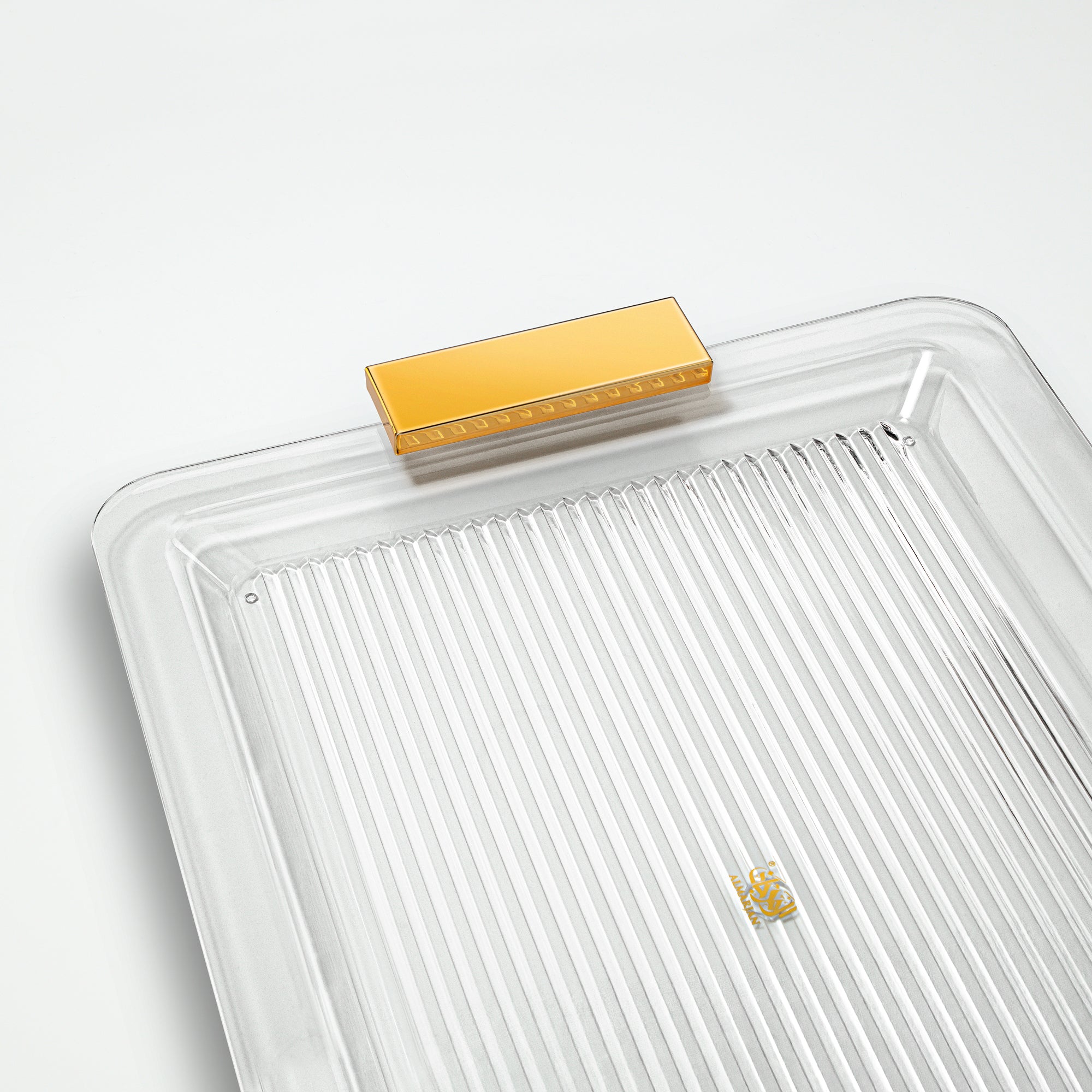 Almarjan Acrylic Tray 50cm Clear with Golden Handles