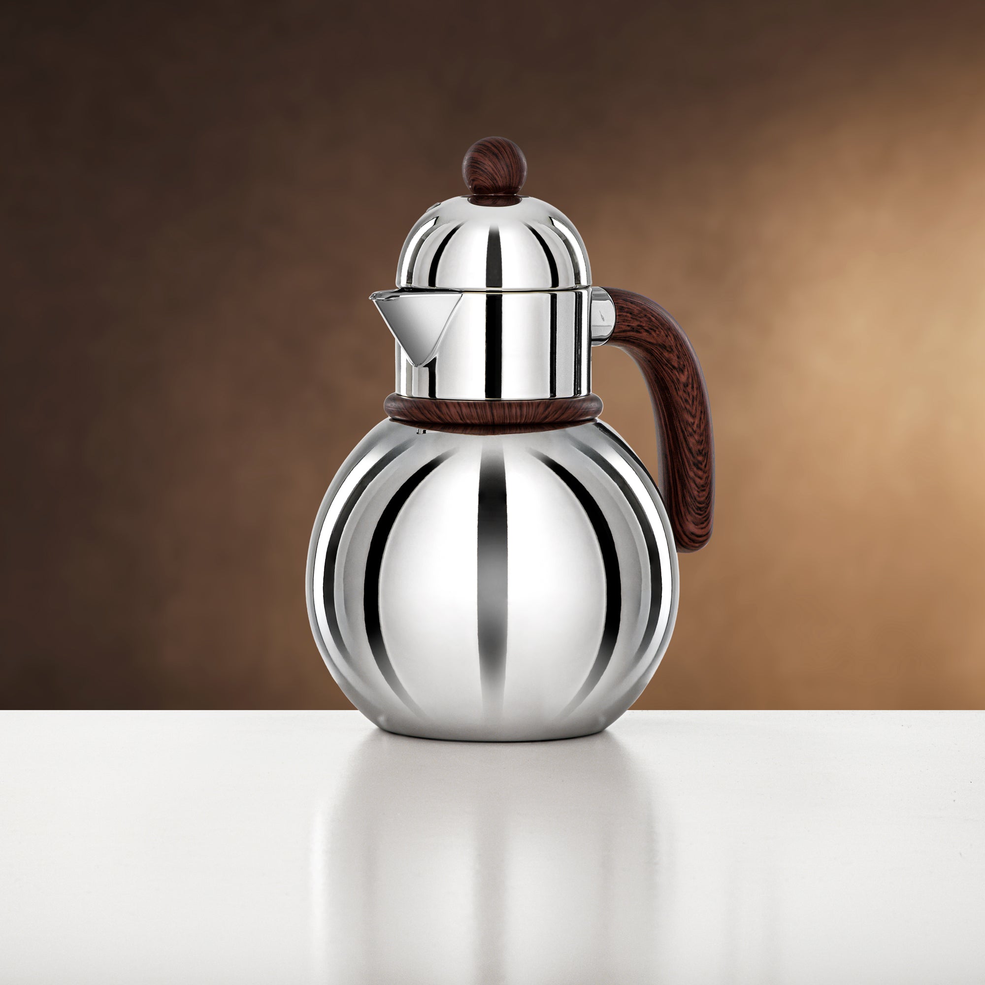 Almarjan Silver & Dark Wood Single Vacuum Flask 0.75L