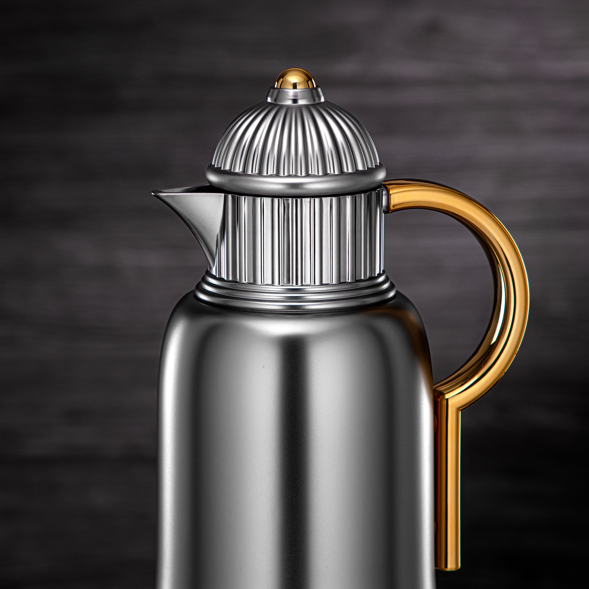 Almarjan Vacuum Flask Set 1L + 1L Matt Nickel & Gold