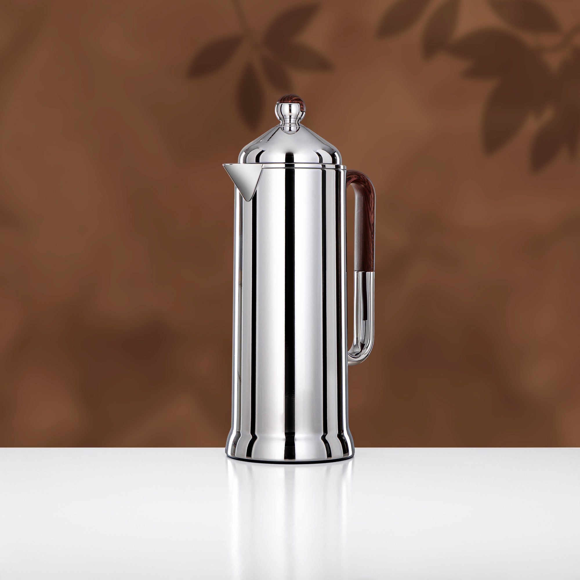 Almarjan 2 Pieces Vacuum Flask Set, Silver & Dark Wood
