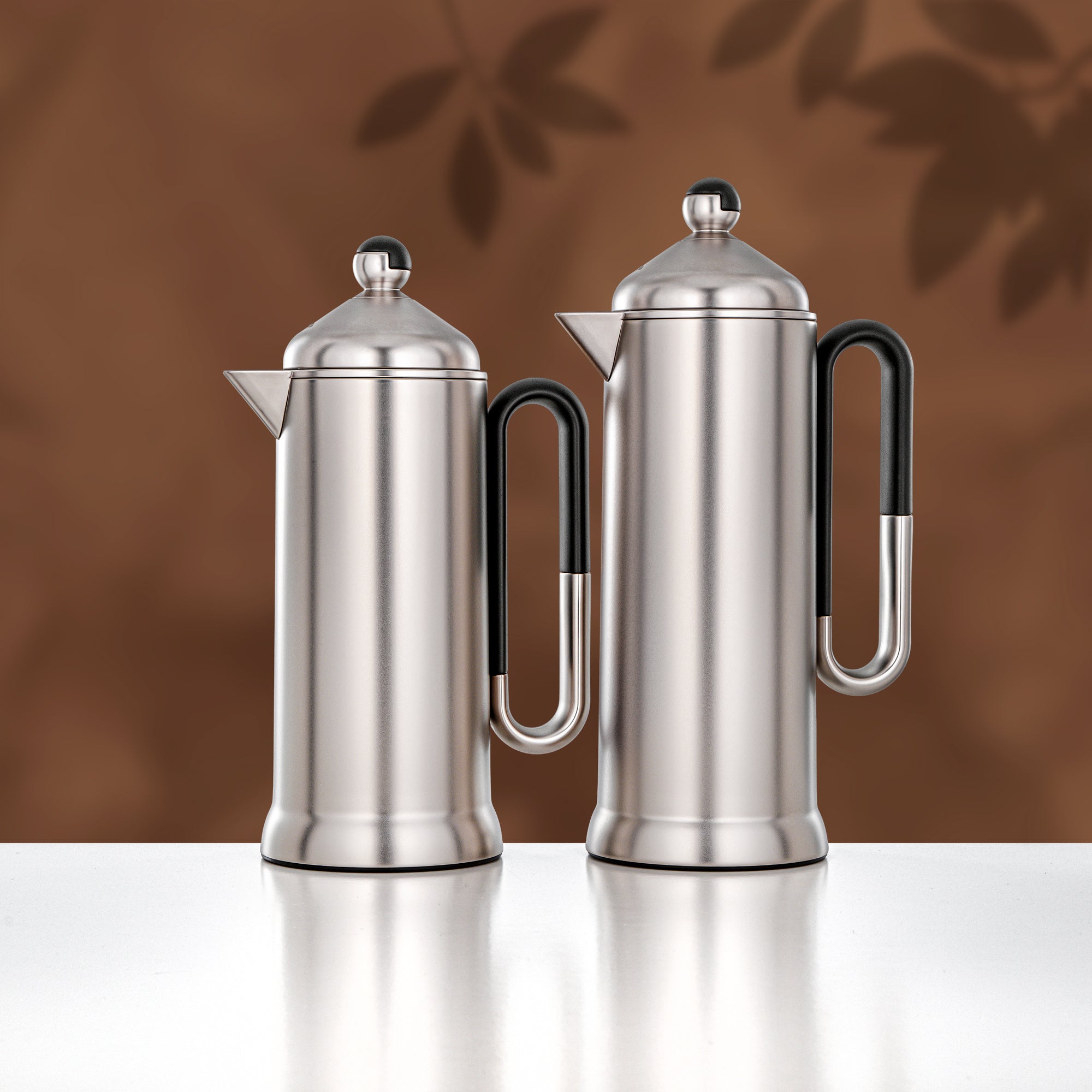 Almarjan 2 Pieces Vacuum Flask Set, Matt Nickel & Black