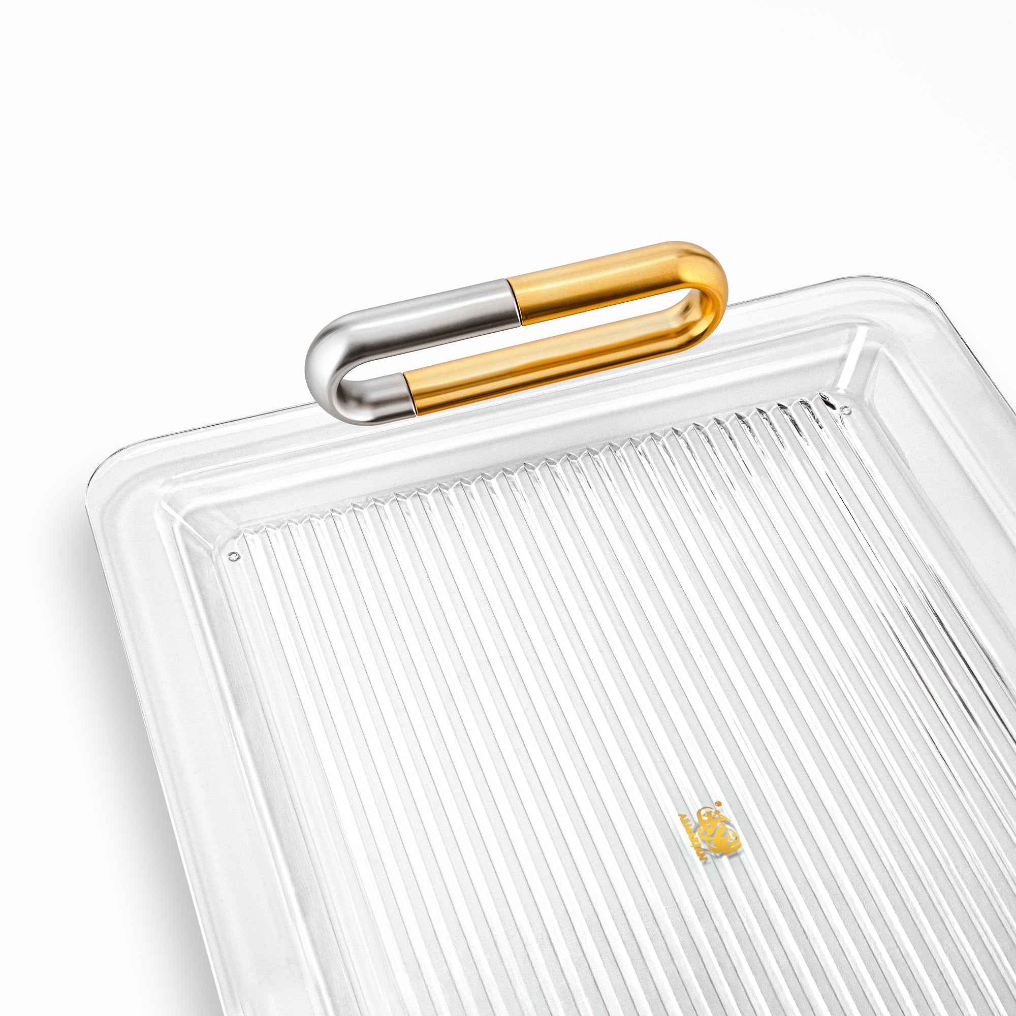 Almarjan 50 cm Acrylic Serving Tray, Matt Nickel & Matt Gold