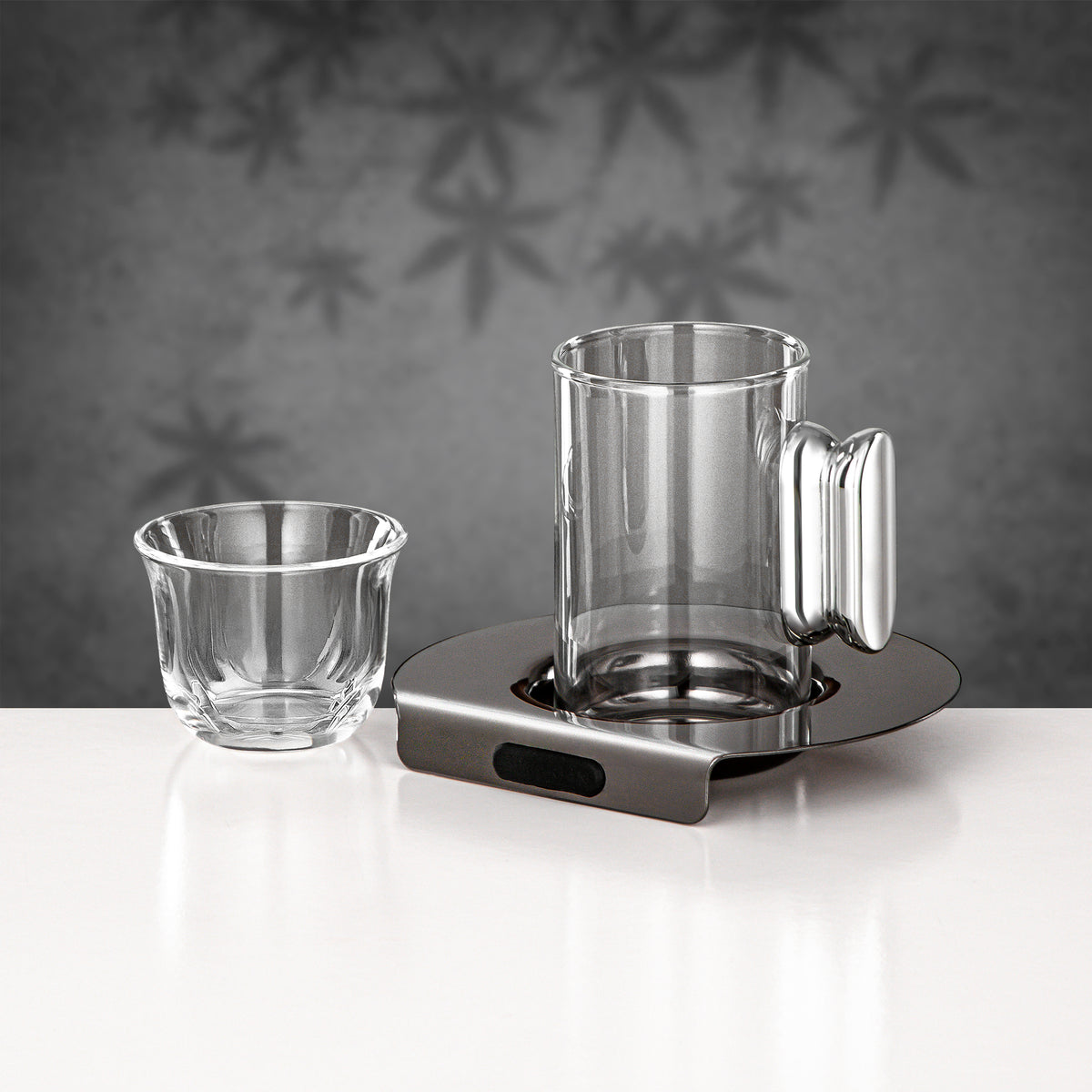 Almarjan 21 Pieces Tea & Coffee Set, Gun Black & Silver
