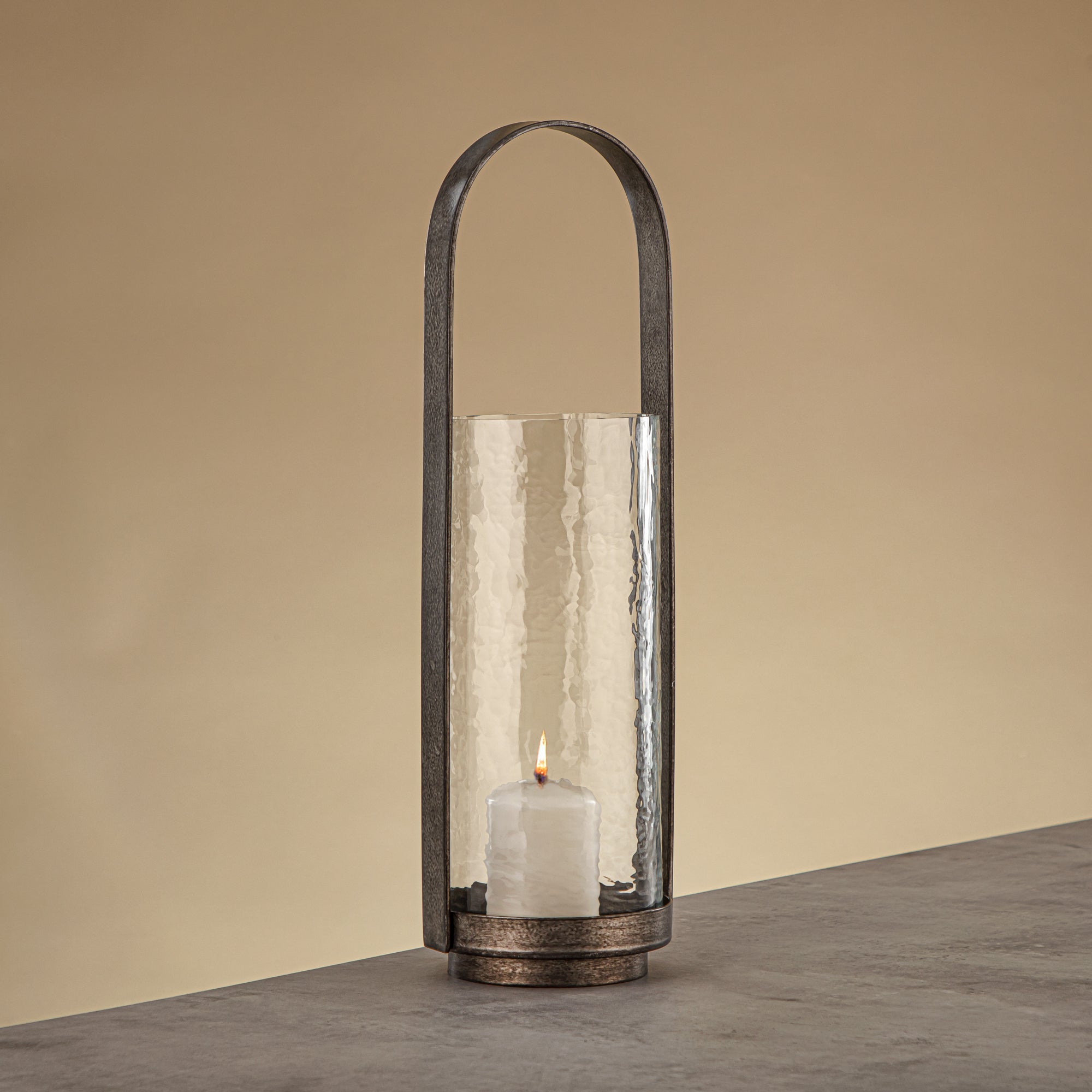 Almarjan Hurricane Lantern 42cm Vintage Silver