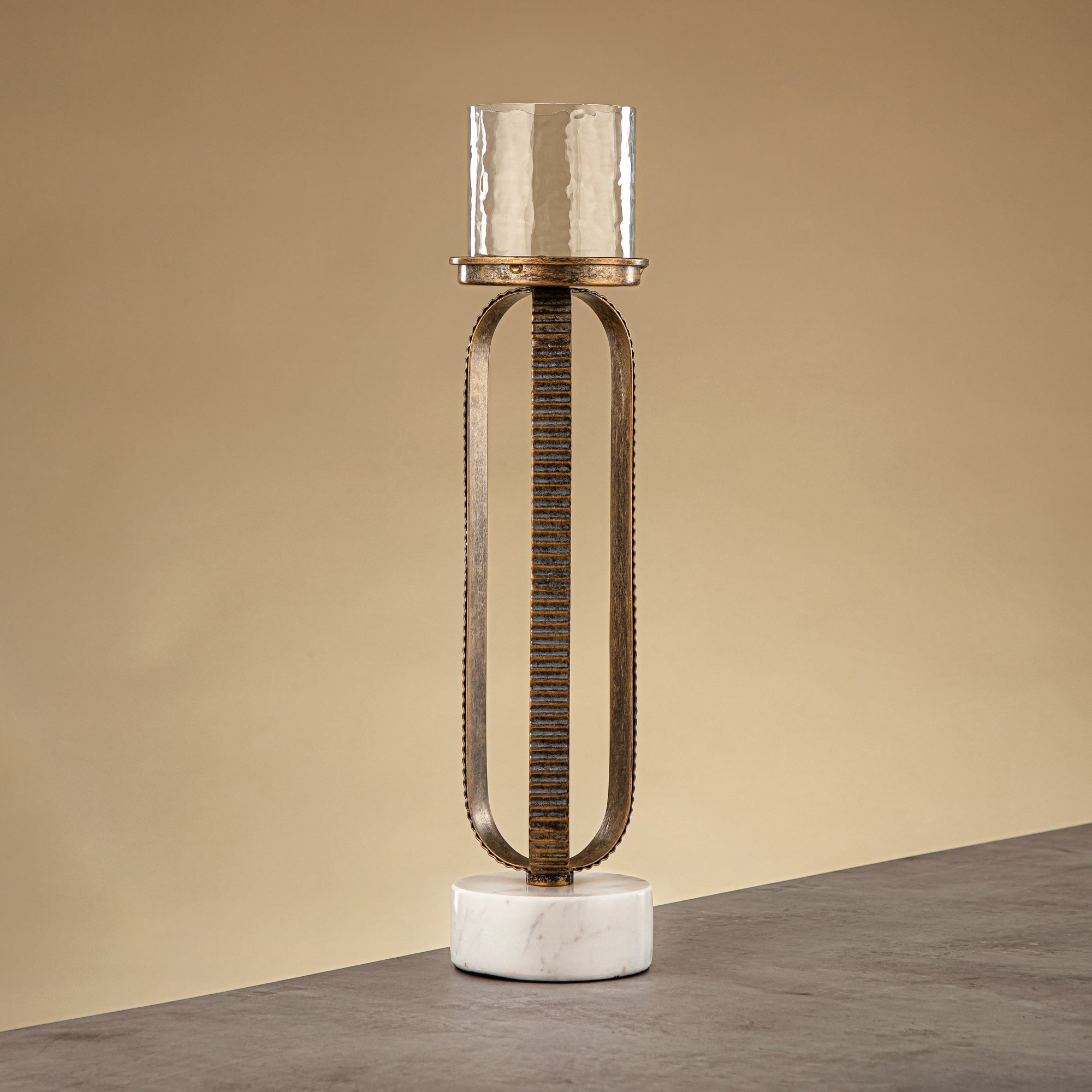 Almarjan Pillar Candle Holder 44cm Champagne Gold