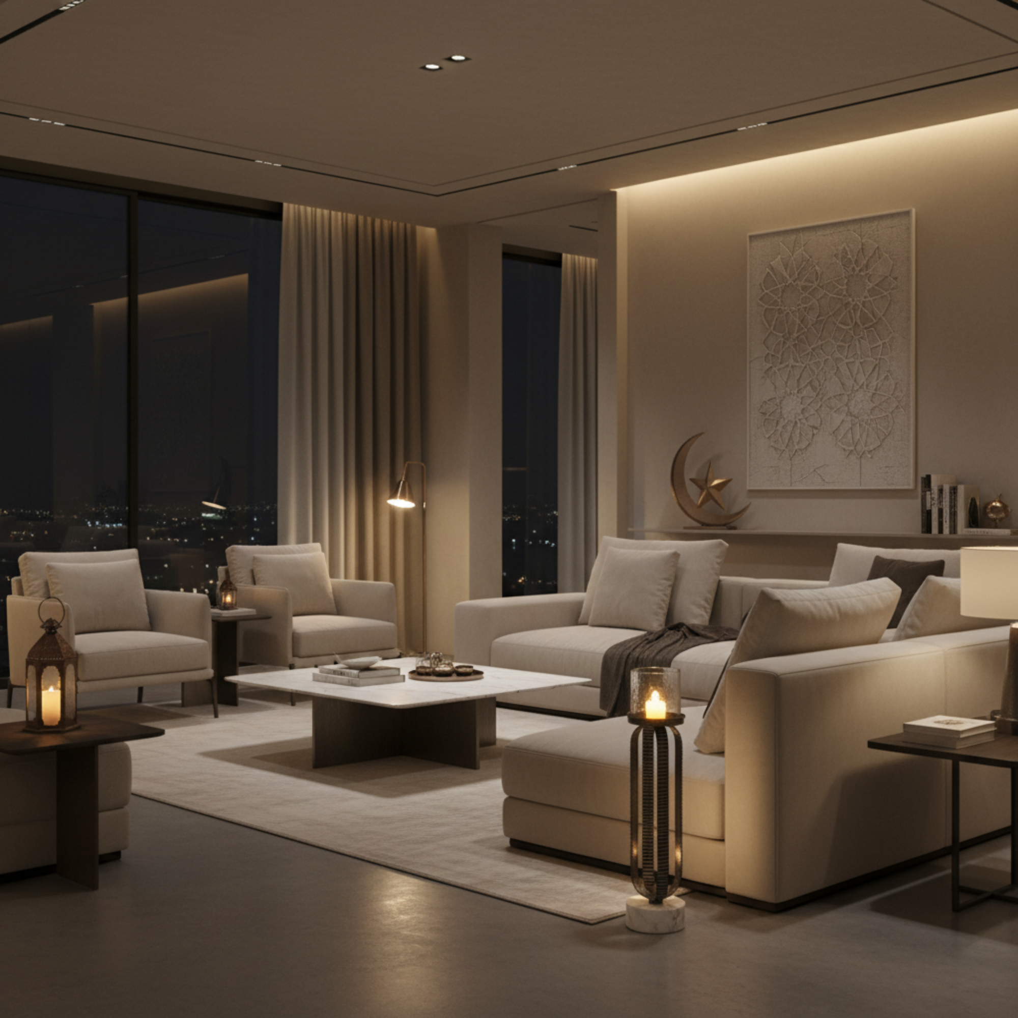 Almarjan Pillar Candle Holder 44cm Rustic Silver