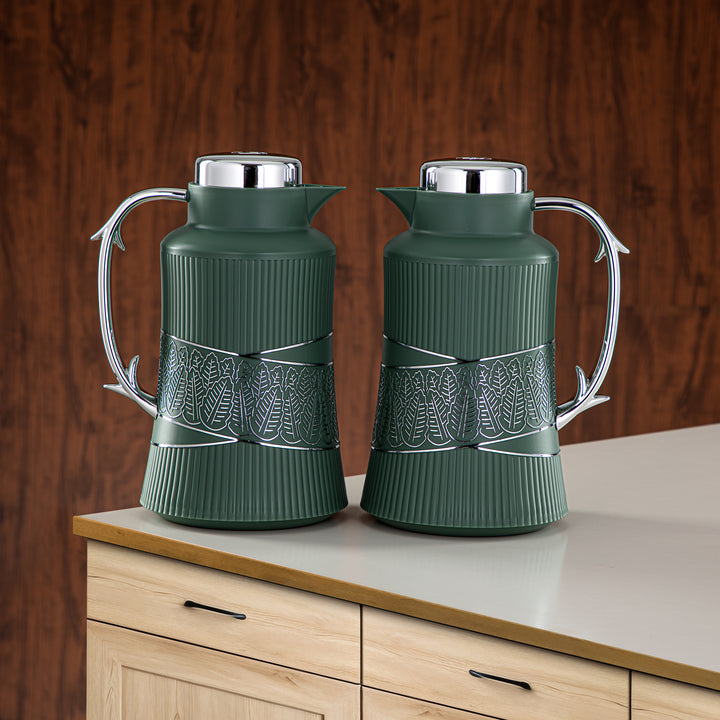 Almarjan 2 Pieces Vacuum Flask Set Sage Green & Silver - GT112AB-100 NGR/C