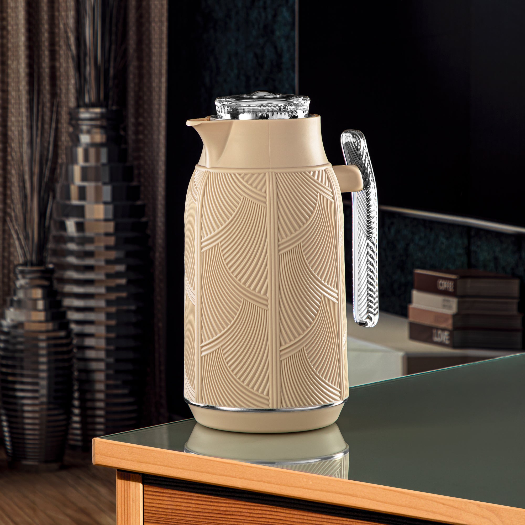 Almarjan 1 Liter Vacuum Flask Beige & Silver - GT113-100 BG/C