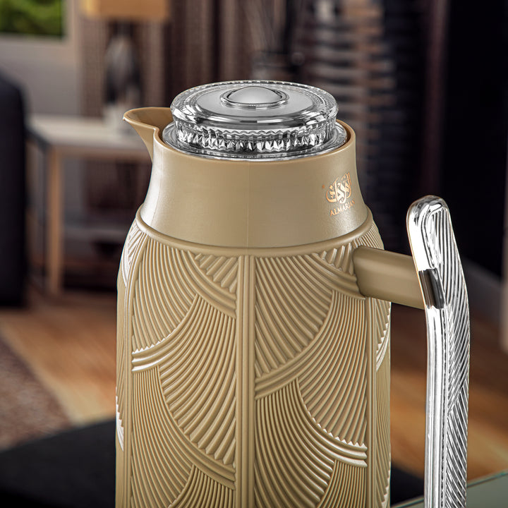 Almarjan 1 Liter Vacuum Flask Set Khaki & Silver - GT113-100 NRM/C