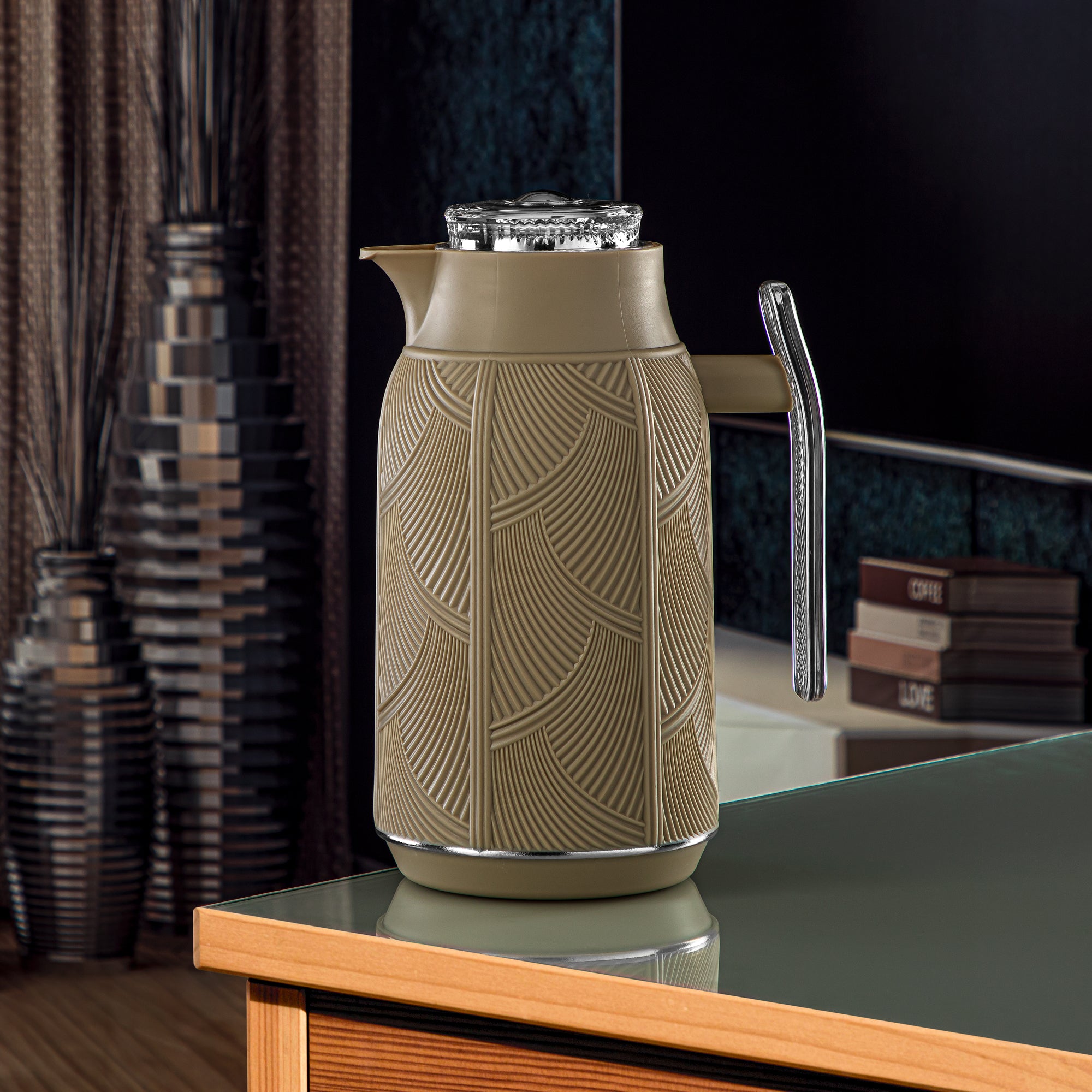 Almarjan 1 Liter Vacuum Flask Khaki & Silver - GT113-100 NRM/C