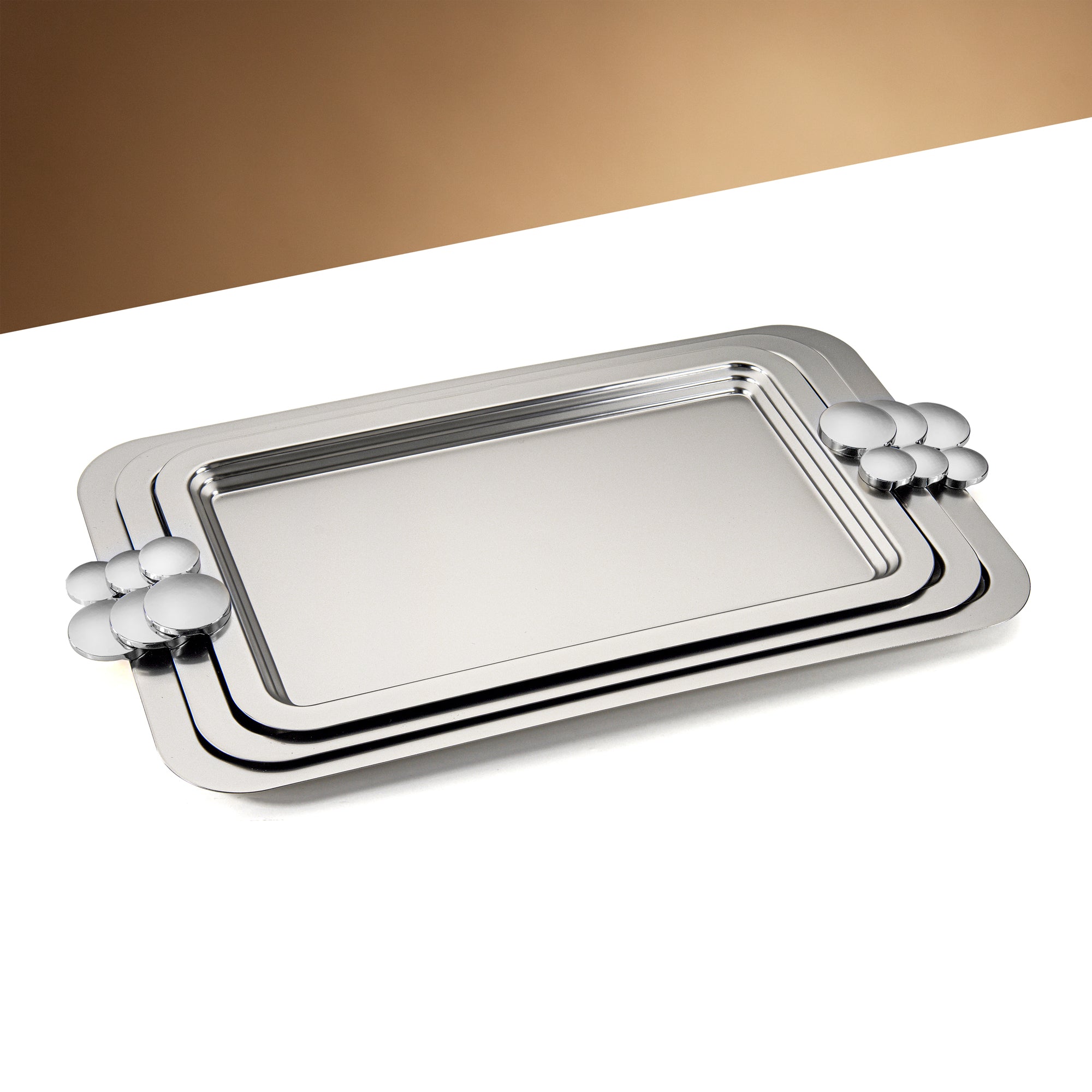 Almarjan 3 Pieces Serving Tray Matte Nickel - HT2506007