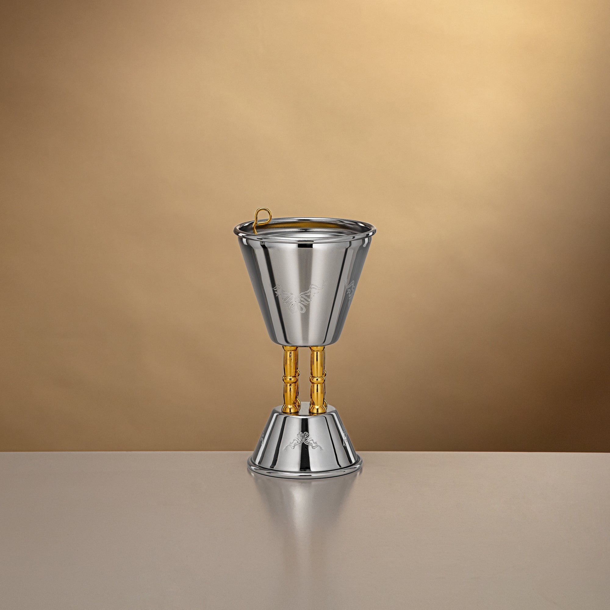 المرجان مبخرة 18 سم فضي لامع وذهبي - HT2506086