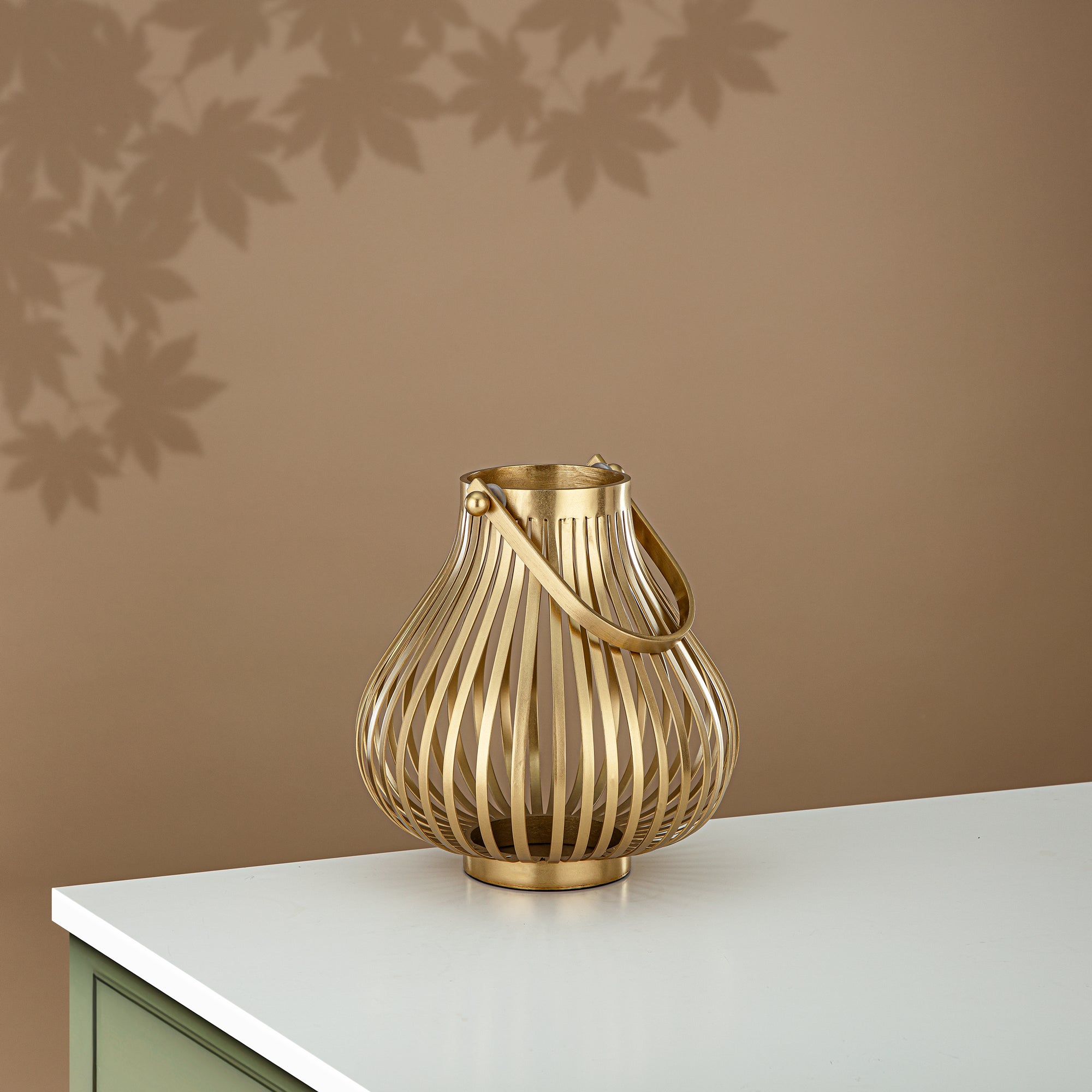 Almarjan Floor Lantern, 26CM, Indoor, Matt Gold (MD-3035 B) - Ramadan Decoration