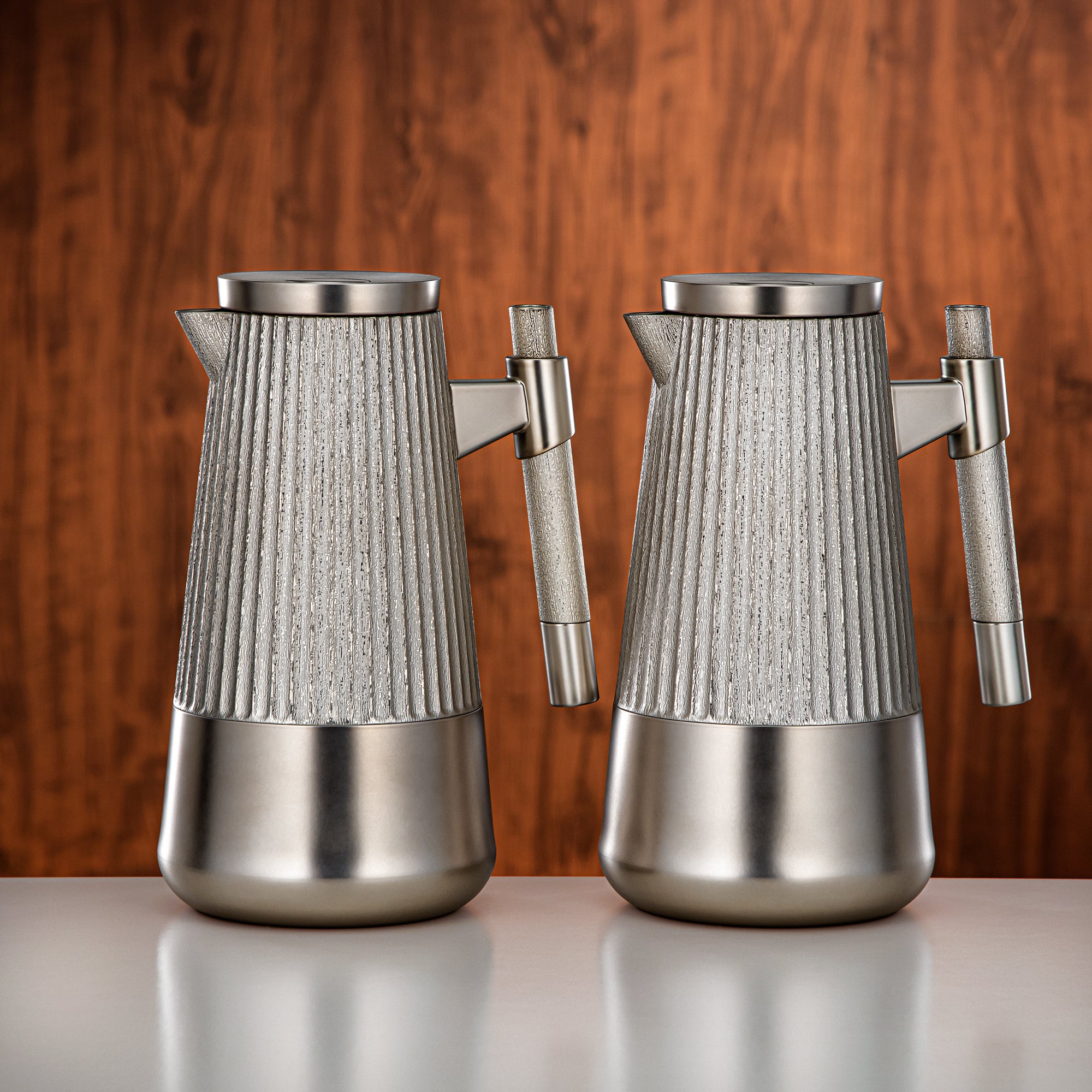 Almarjan Vacuum Flask Set 1L + 1L Matt Nickel