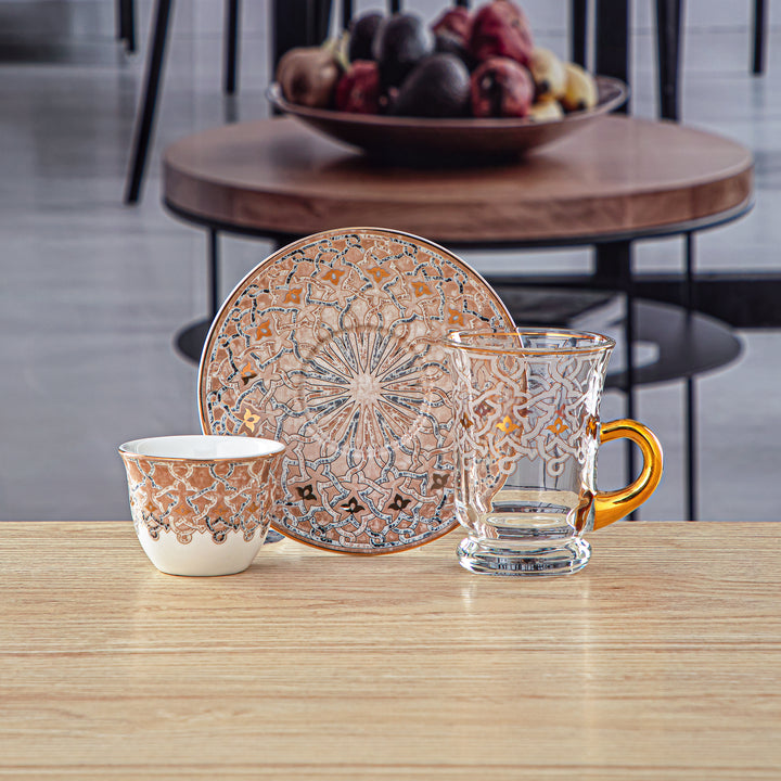 Almarjan 18 Pieces Fonon Collection Tea And Cawa Cup Set - 2494