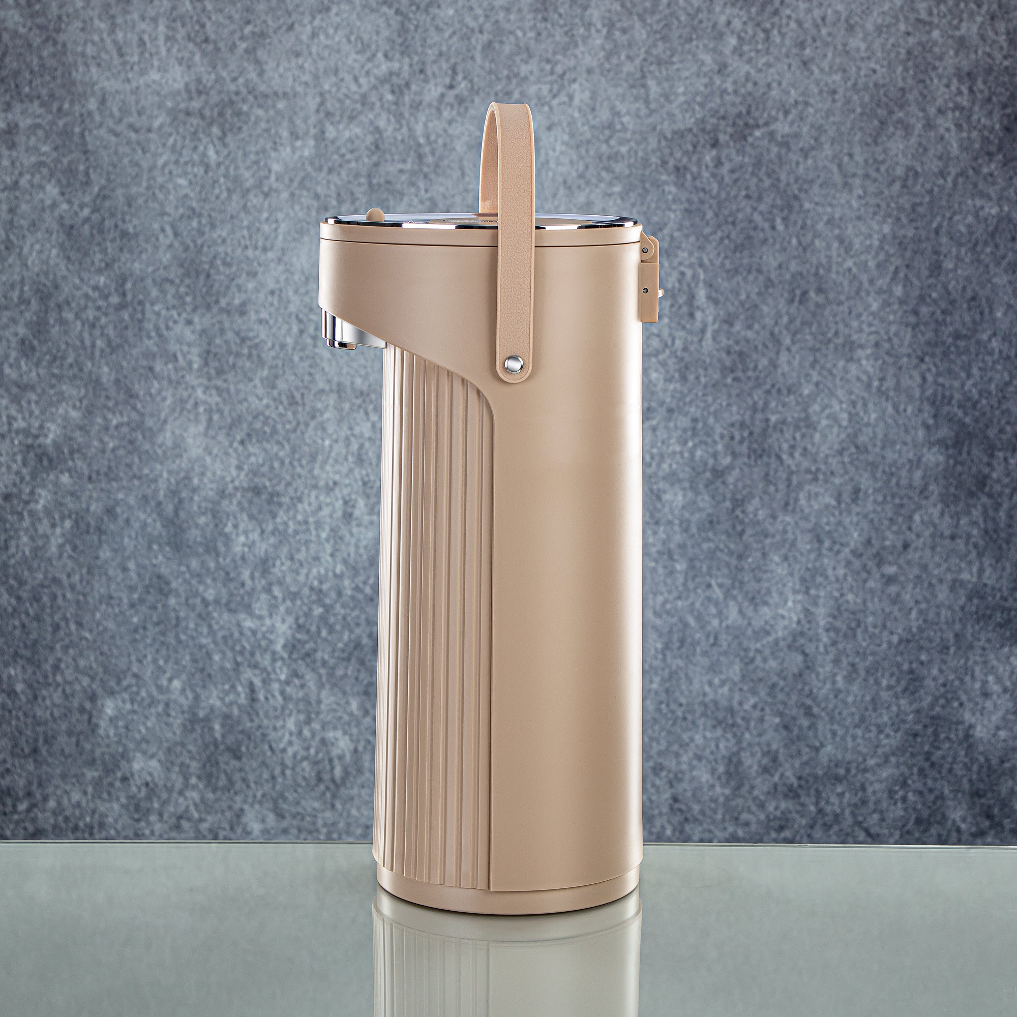 Almarjan 2.2 Liter Pump Vacuum Flask Beige & Silver - SM-2417A-220 BG/C