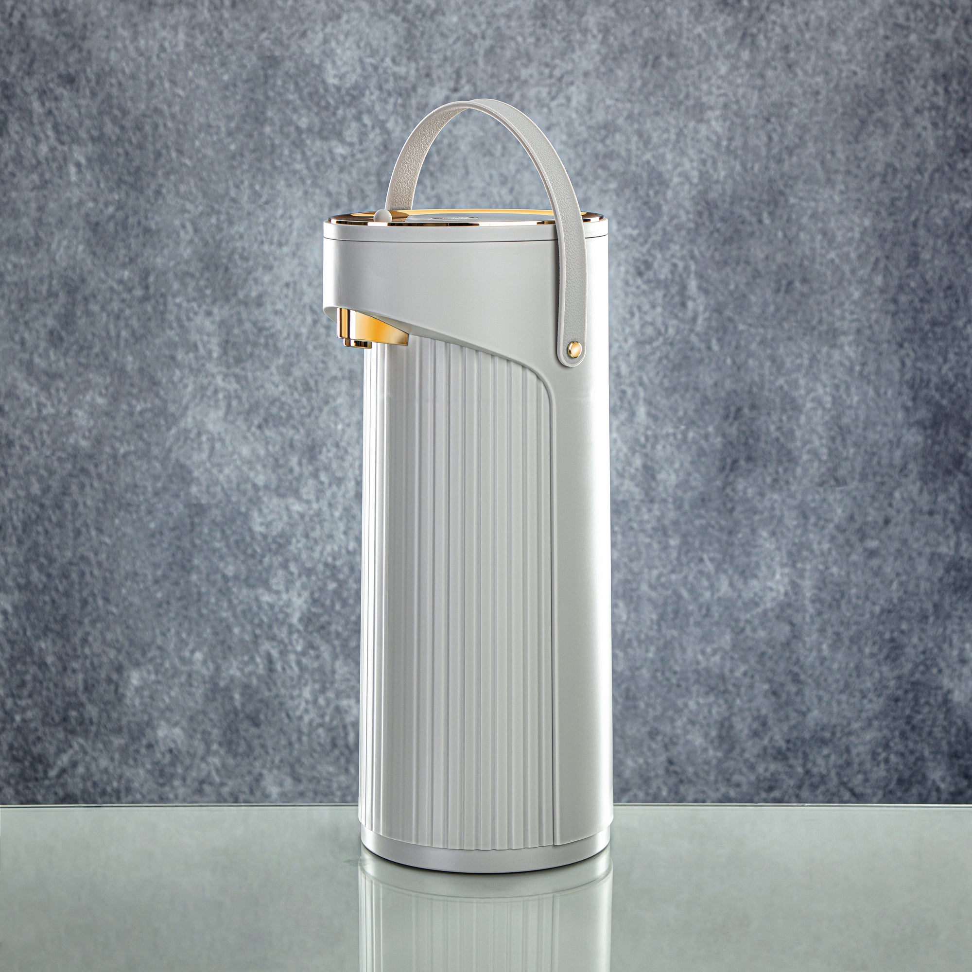 Almarjan 2.2 Liter Pump Vacuum Flask Light Grey & Gold - SM-2417A-220 LG/G