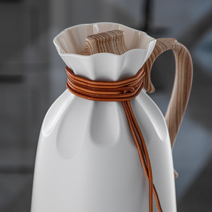 Almarjan 1 Liter Vacuum Flask Ivory & Wood - SM-2D932-100 IV/W