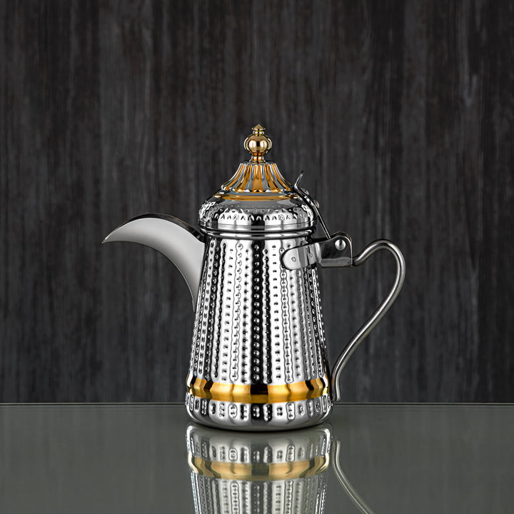 Almarjan 26 Ounce Barari Collection Stainless Steel Coffee Pot Silver & Gold - STS0013041