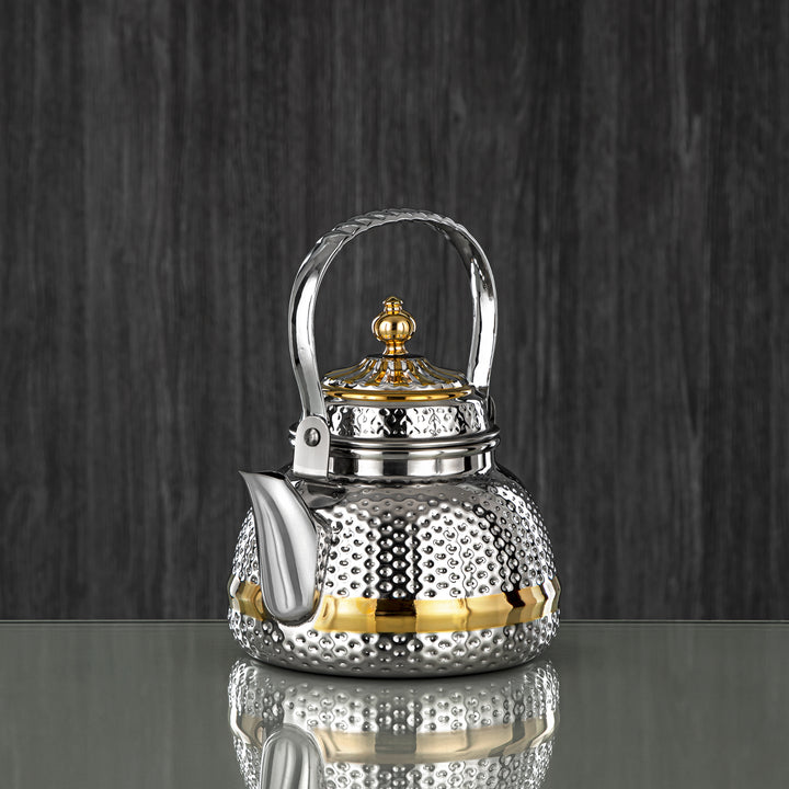 Almarjan 1 Liter Barari Collection Stainless Steel Tea Kettle Silver & Gold - STS0013083