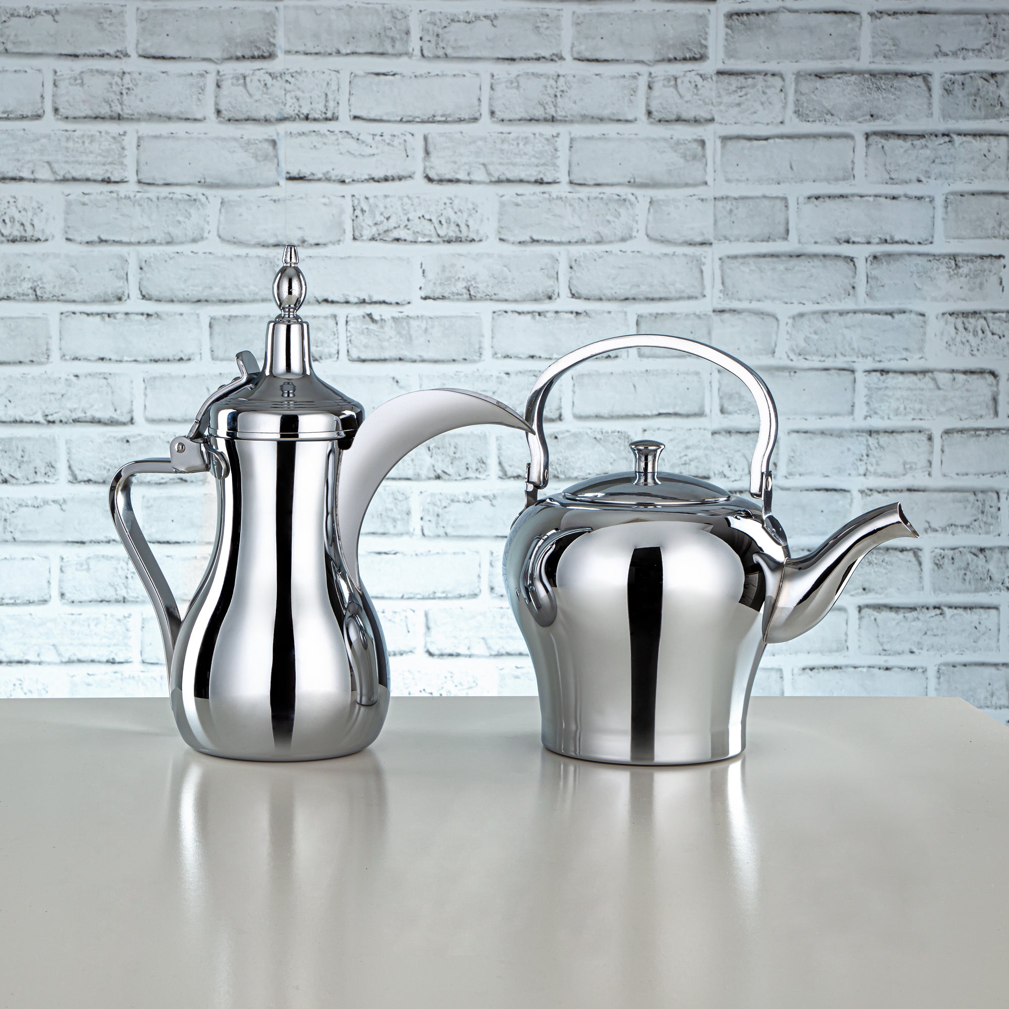 Almarjan 2 Pieces Albawadi Collection Stainless Steel Tea & Coffee Set - STS0013125