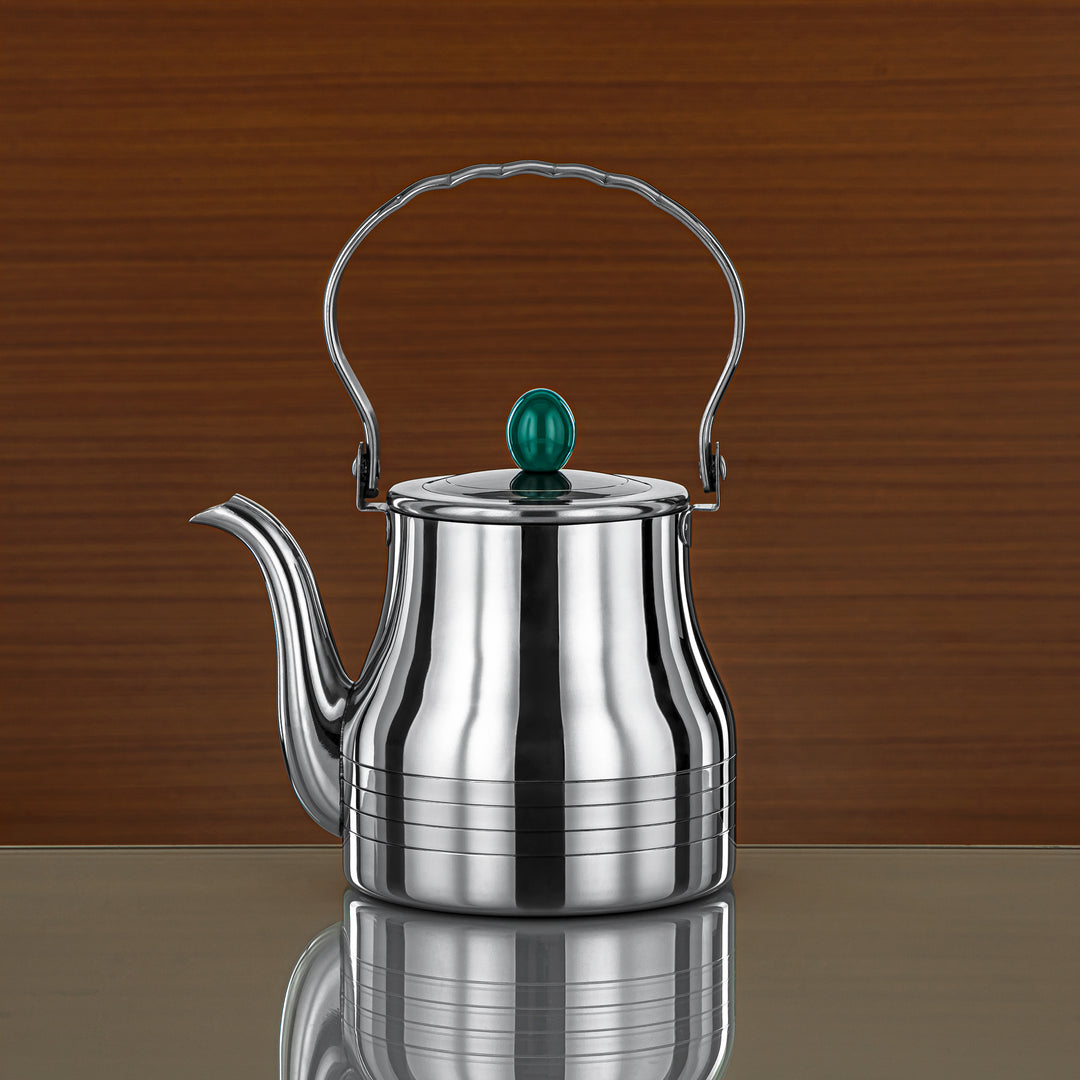 Almarjan 1.2 Liter Elegance Collection Stainless Steel Tea Kettle Silver & Green - STS0013143