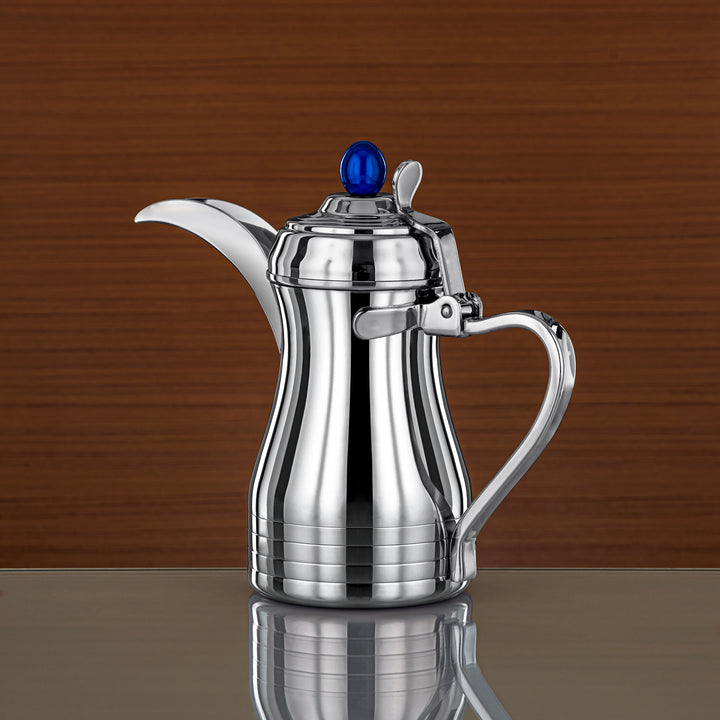 Almarjan 36 Ounce Elegance Collection Stainless Steel Coffee Pot Silver & Blue - STS0013145