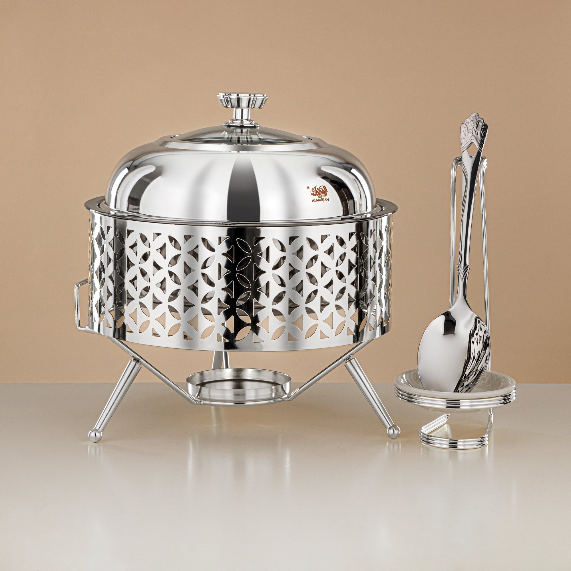 Almarjan Chafing Dish, Silver, 2000ML (STS0013306) Ramadan & Eid Buffets