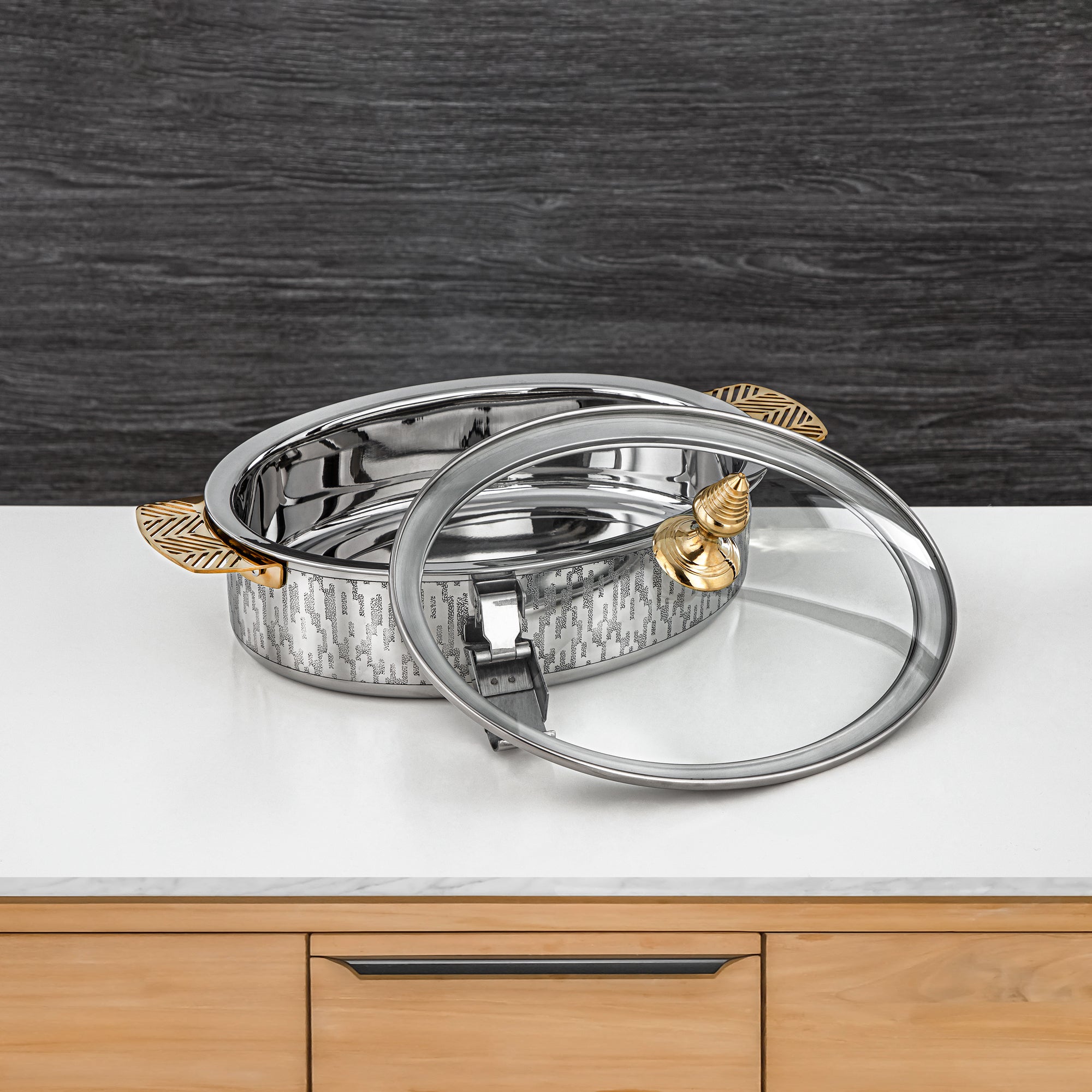 Almarjan Mandi Collection Hot Pot 30cm Silver & Gold