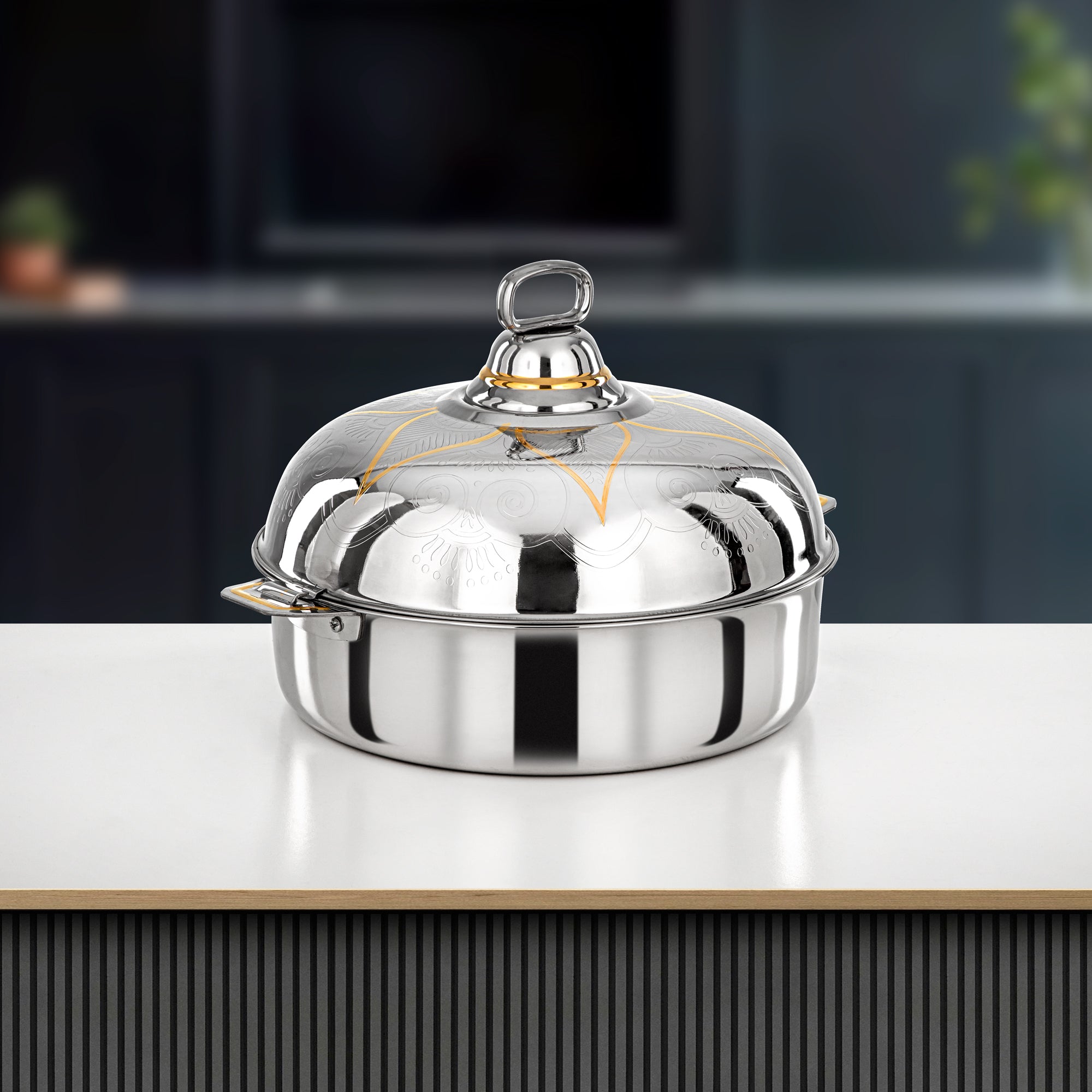 Almarjan Diwan Hot Pot 35cm Silver & Gold