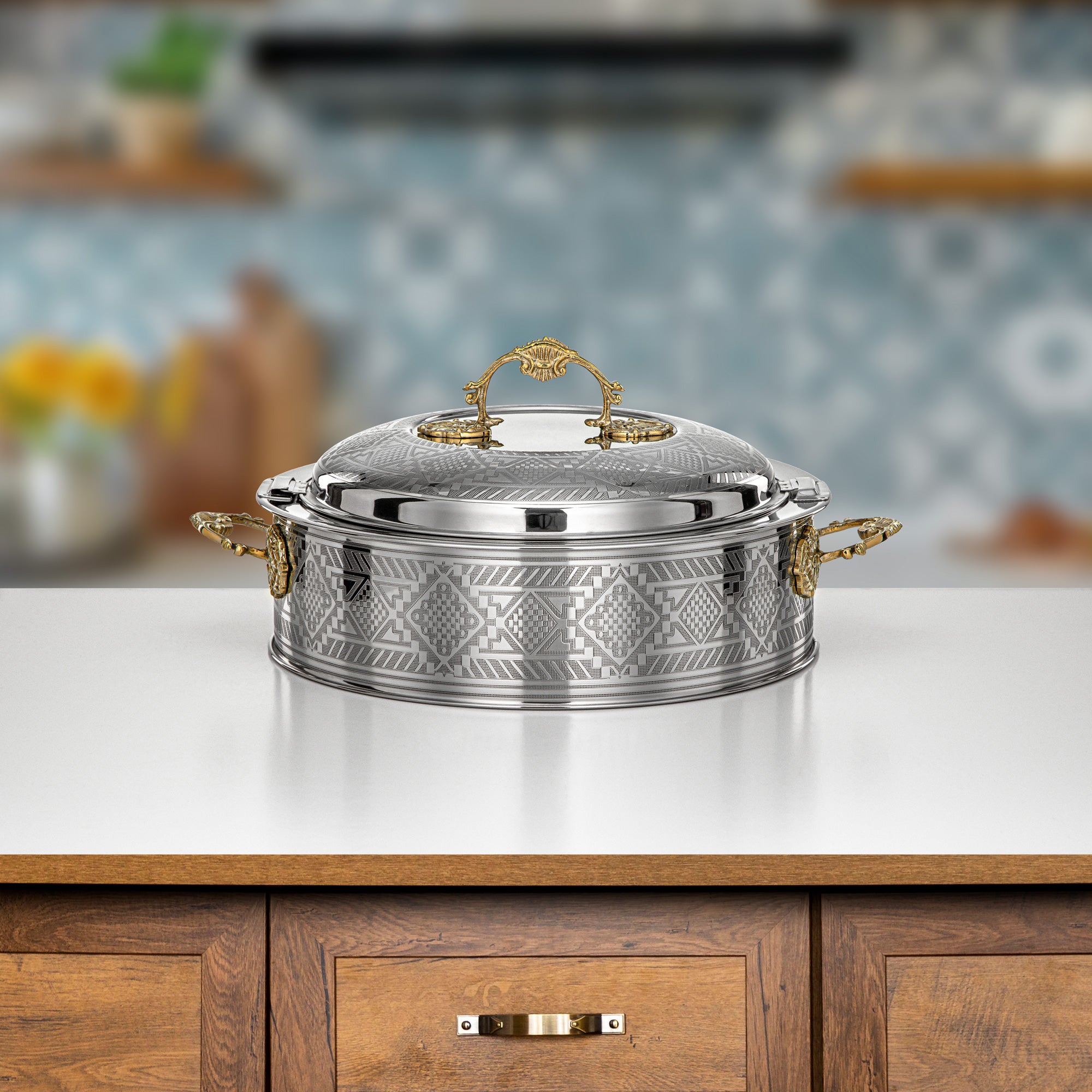 Almarjan Hot Pot 30cm Silver & Gold – Areej Collection