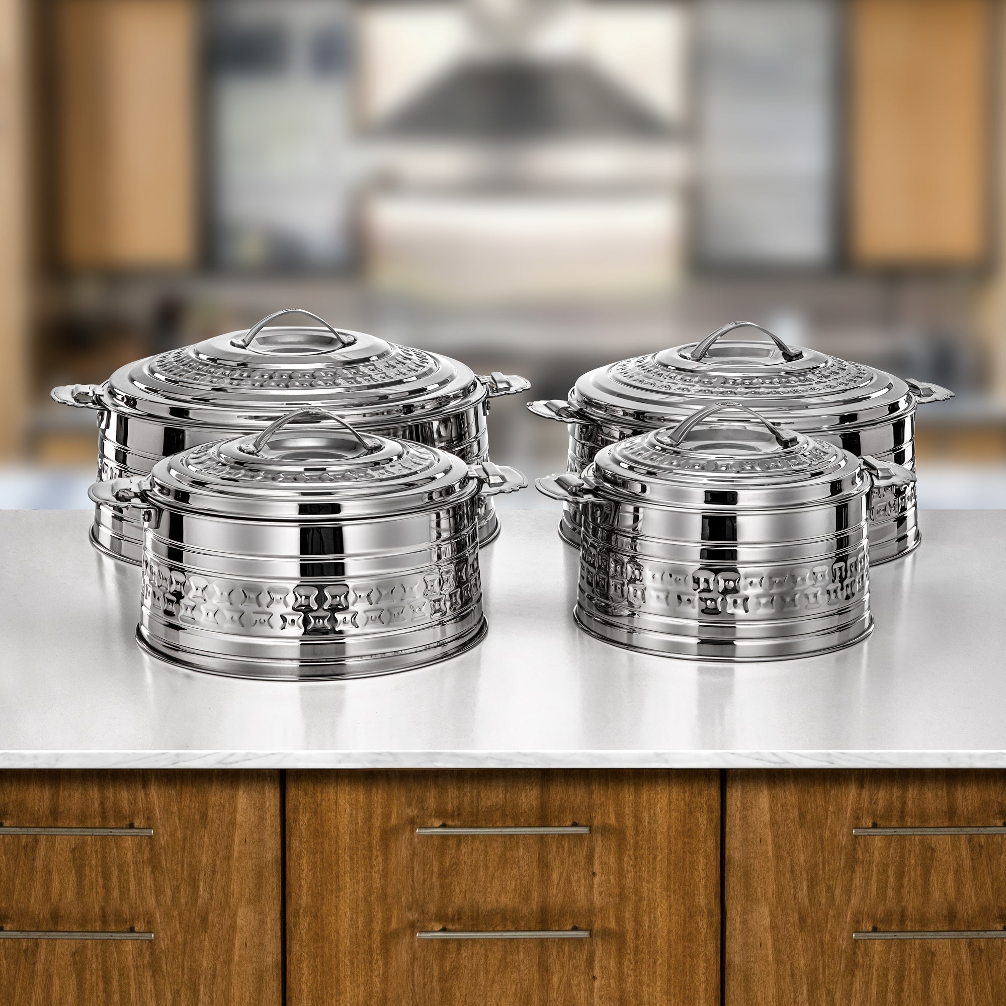 Almarjan Rodha Hot Pot Set 4 Pieces Silver