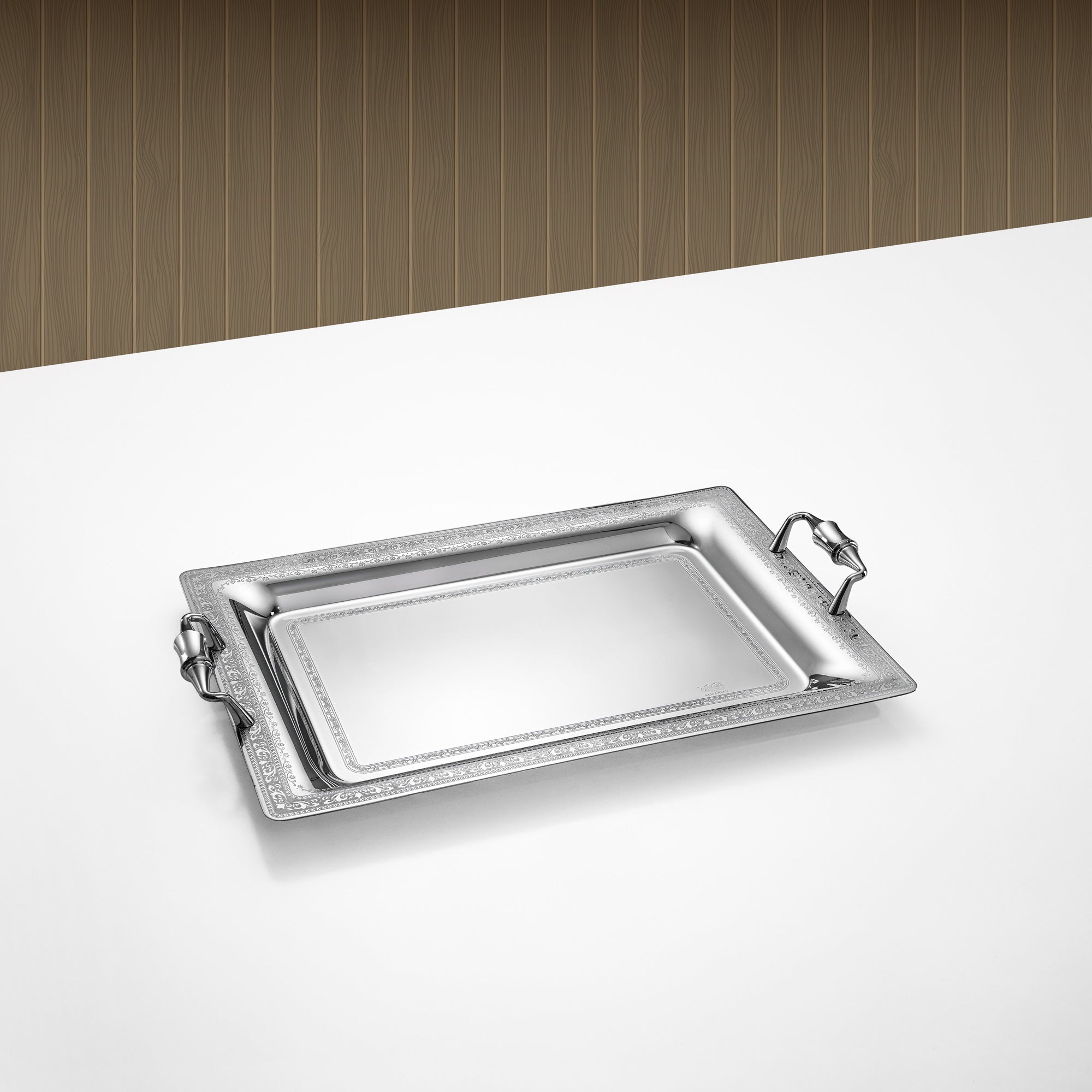 Almarjan Rectangular Serving Tray 45cm Silver