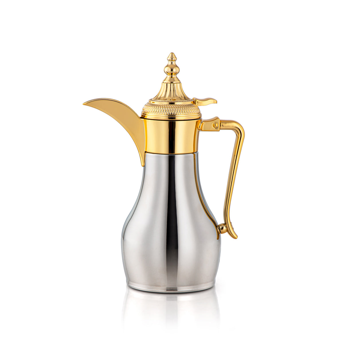 Almarjan 0.6 Liter Stainless Steel Vacuum Dallah Silver & Gold - SUD-060-CRG