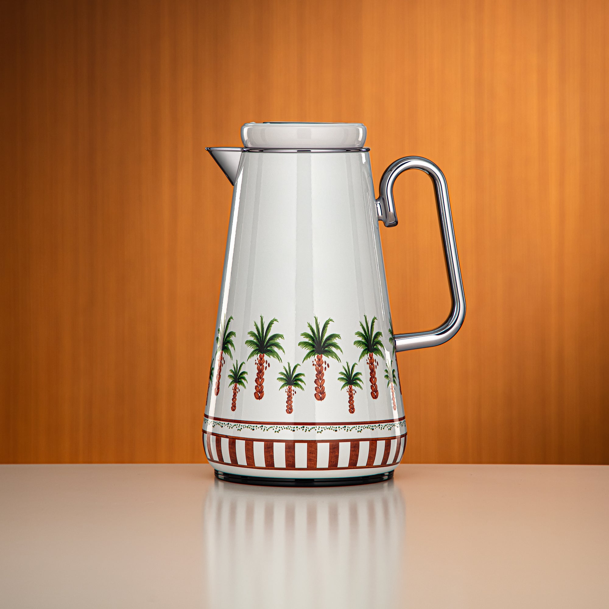 Almarjan Vacuum Flask 1L Floral & Silver