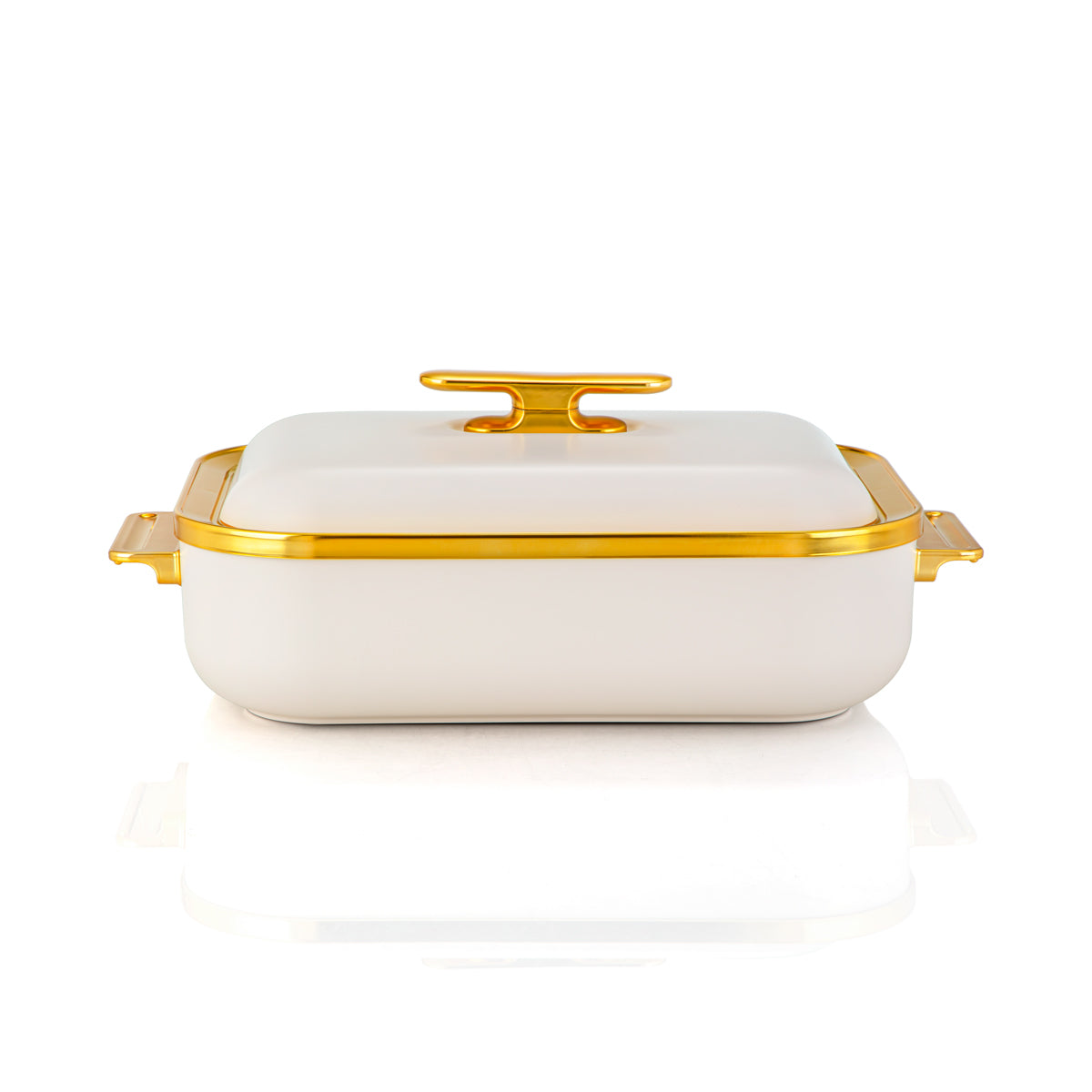 Almarjan 3 Liter Rectangle Plastic Hot Pot Beige & Gold - HP03-300 Beige Gold