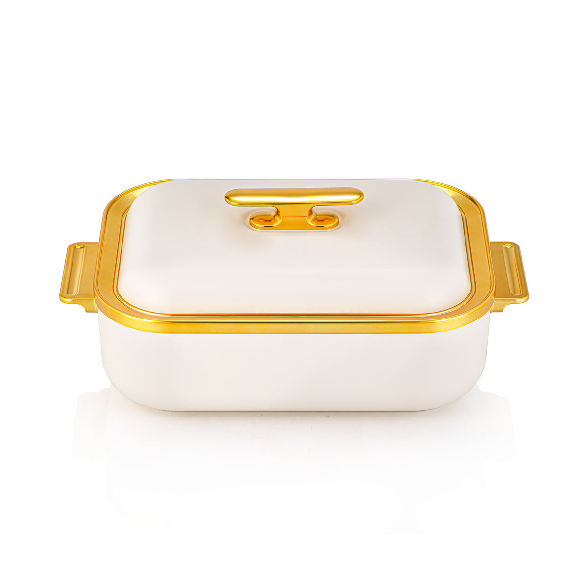 Almarjan 4 Liter Rectangle Plastic Hot Pot Beige & Gold - HP03-400 Beige Gold