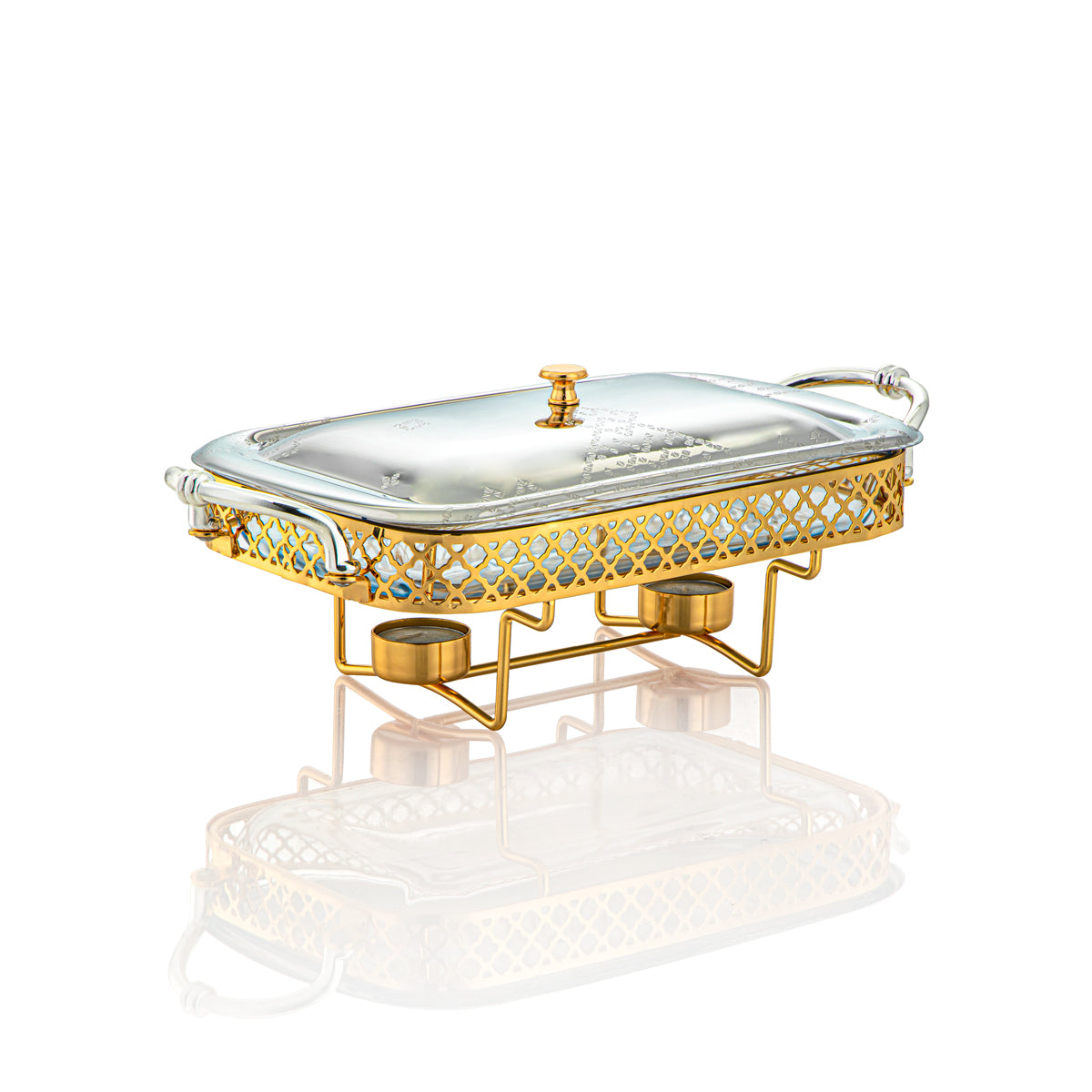 Almarjan Rectangle Food Warmer Silver & Gold - HT211026