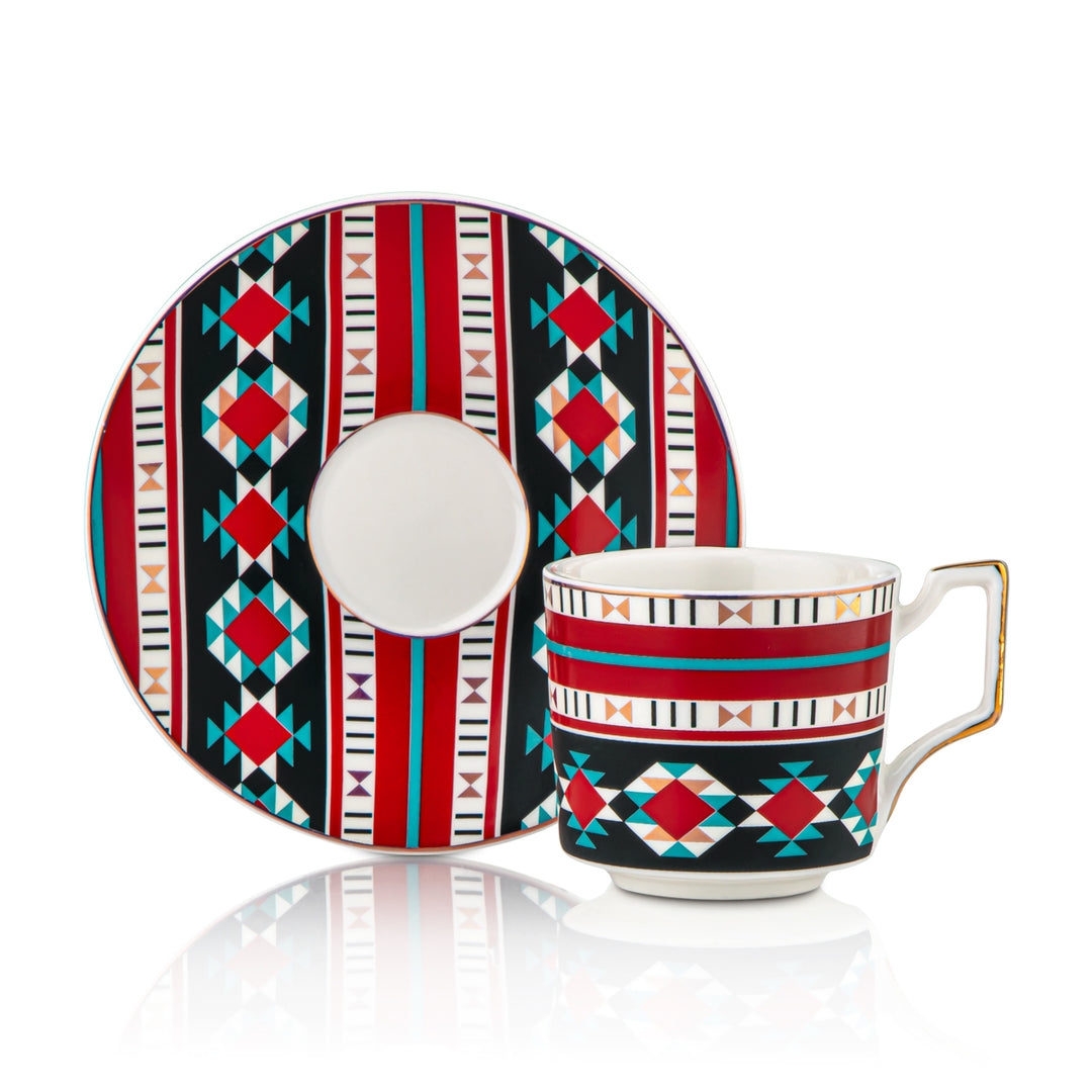 Almarjan 6 pièces Collection Fonon Tasse à café turque et soucoupe - 7645